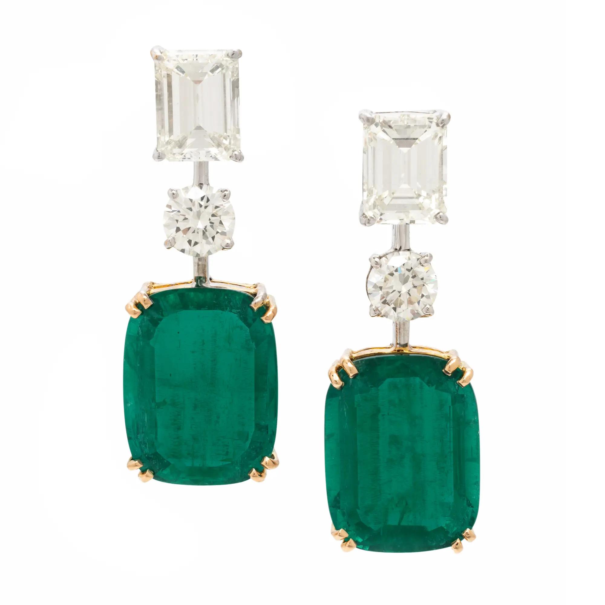 Lot 109 | Important Emerald and Diamond Earrings $125,000 – 175,000