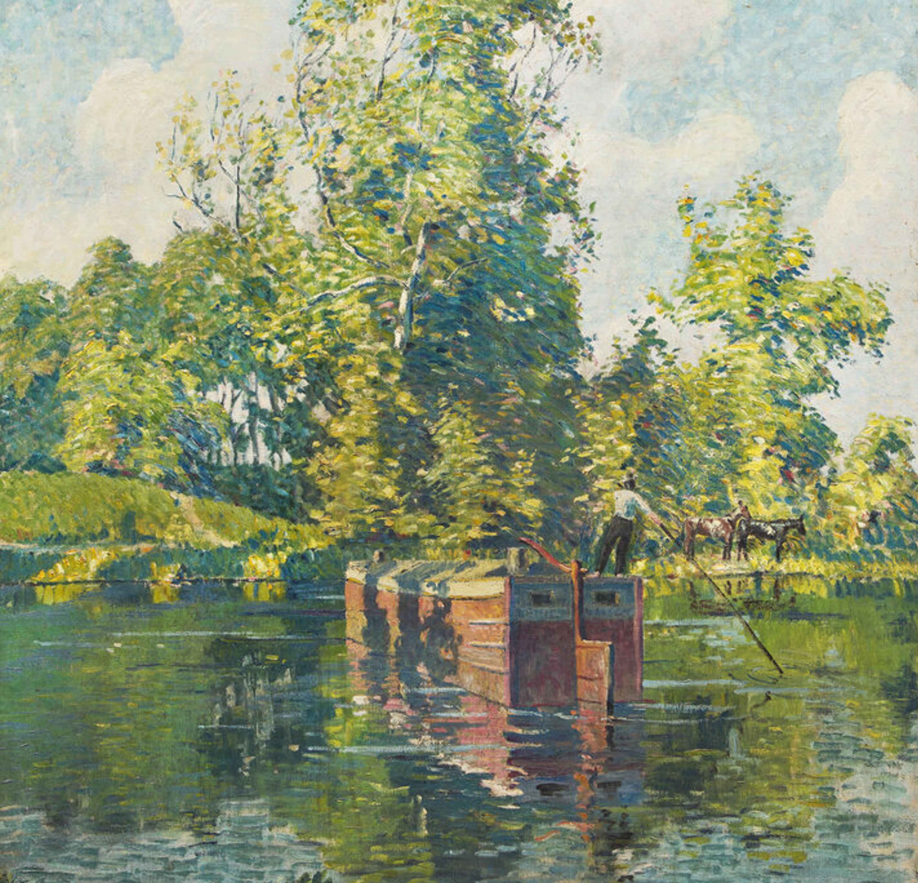 Morgan Colt's Largest Known Oil Painting: A Rare New Hope School Masterwork of Delaware River Life