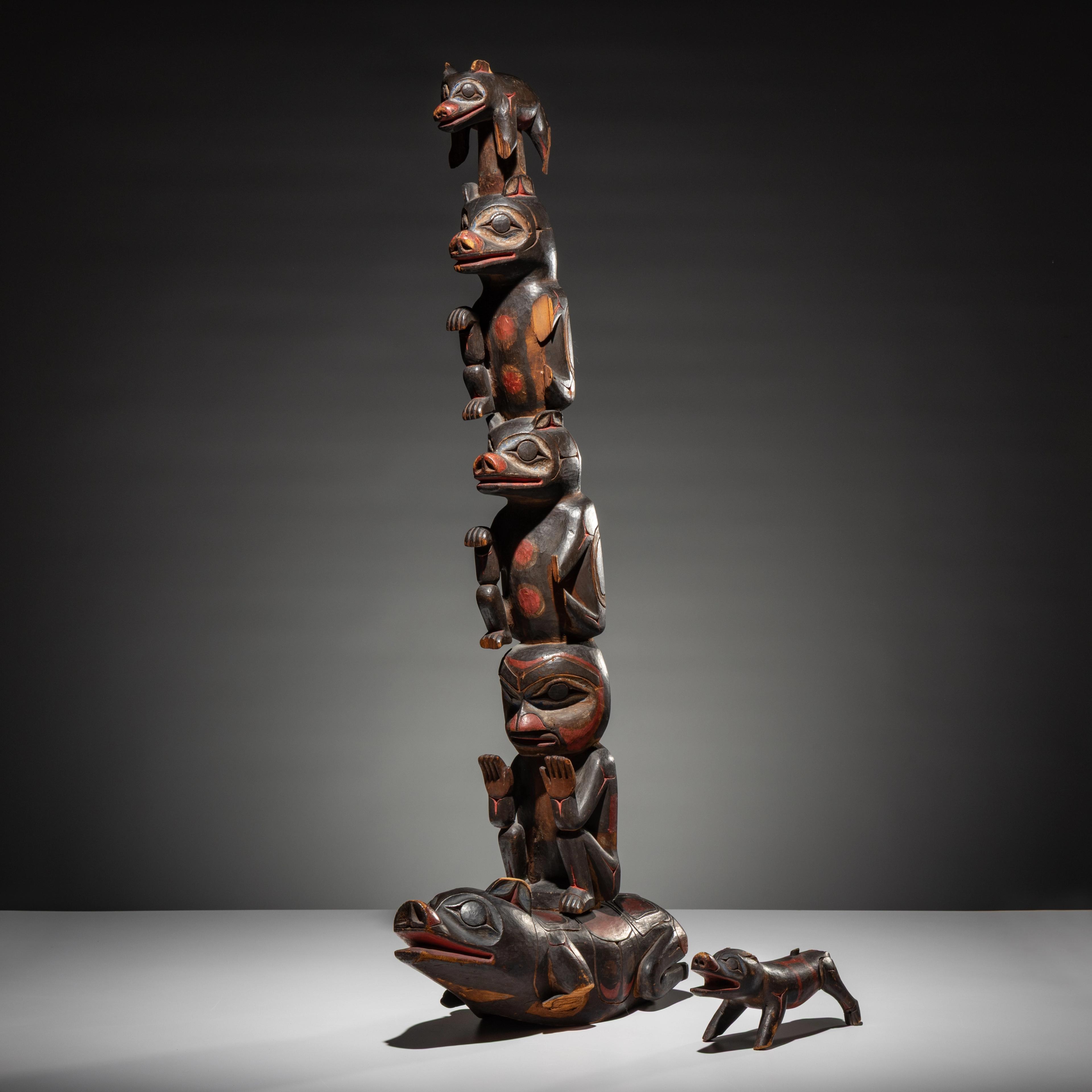 Lot 272 | Haida Carved Totem Pole and Bear Cub, fourth quarter 19th century | Sold for $33,280