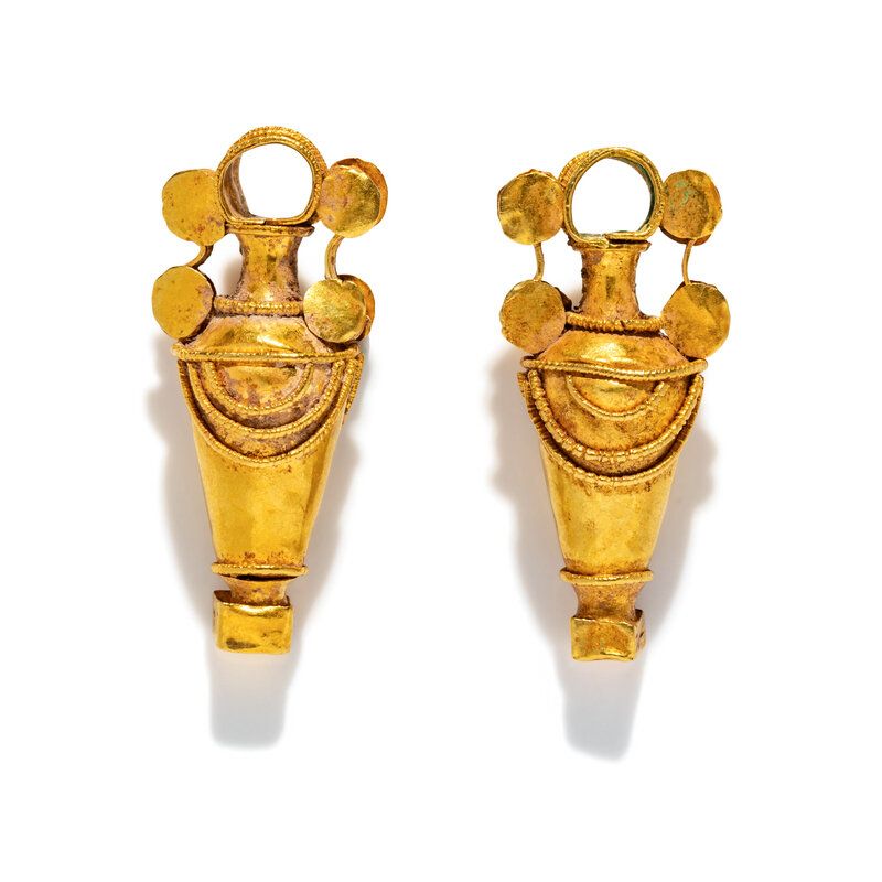 Lot 109 | A Pair of Roman Gold Amphora Earrings | Estimate: $1,200 - 1,800