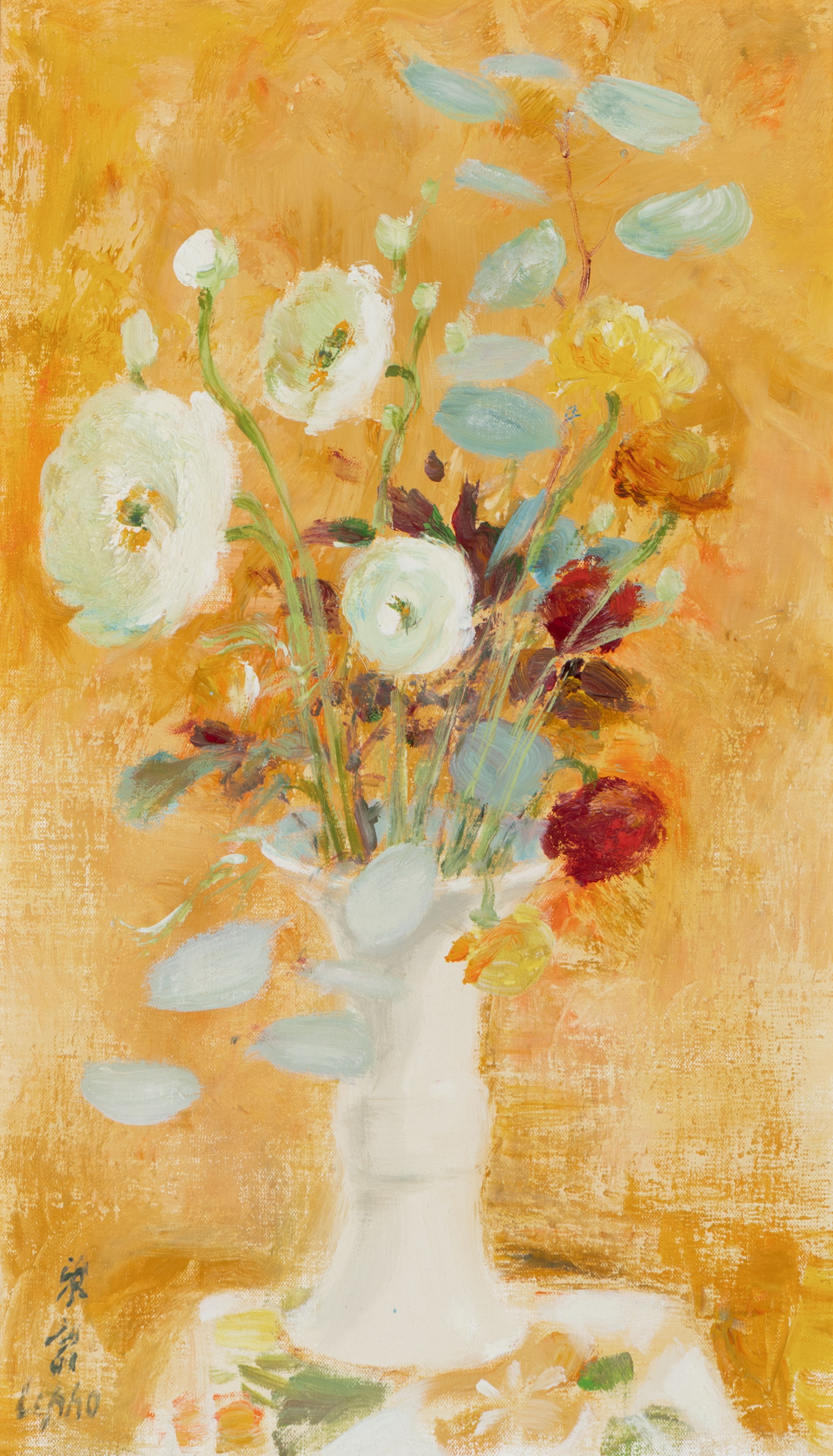 Lot 14 | Les Renoncules, Fond Jaune, c. 1976, Lê Phổ (French/Vietnamese, 1907-2001) | Estimate $40,000-60,000