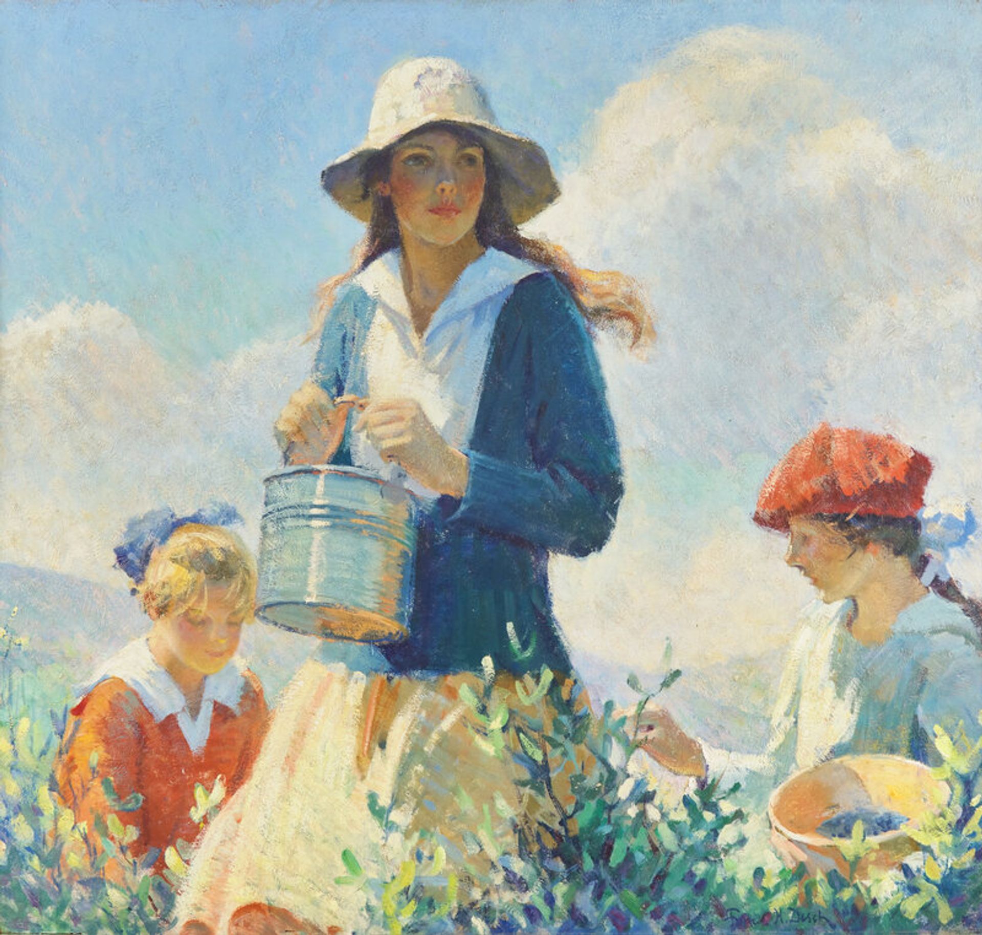 Lot 13 | Frank H. Desch (American, 1873-1934) The Blueberry Pickers, c. 1920