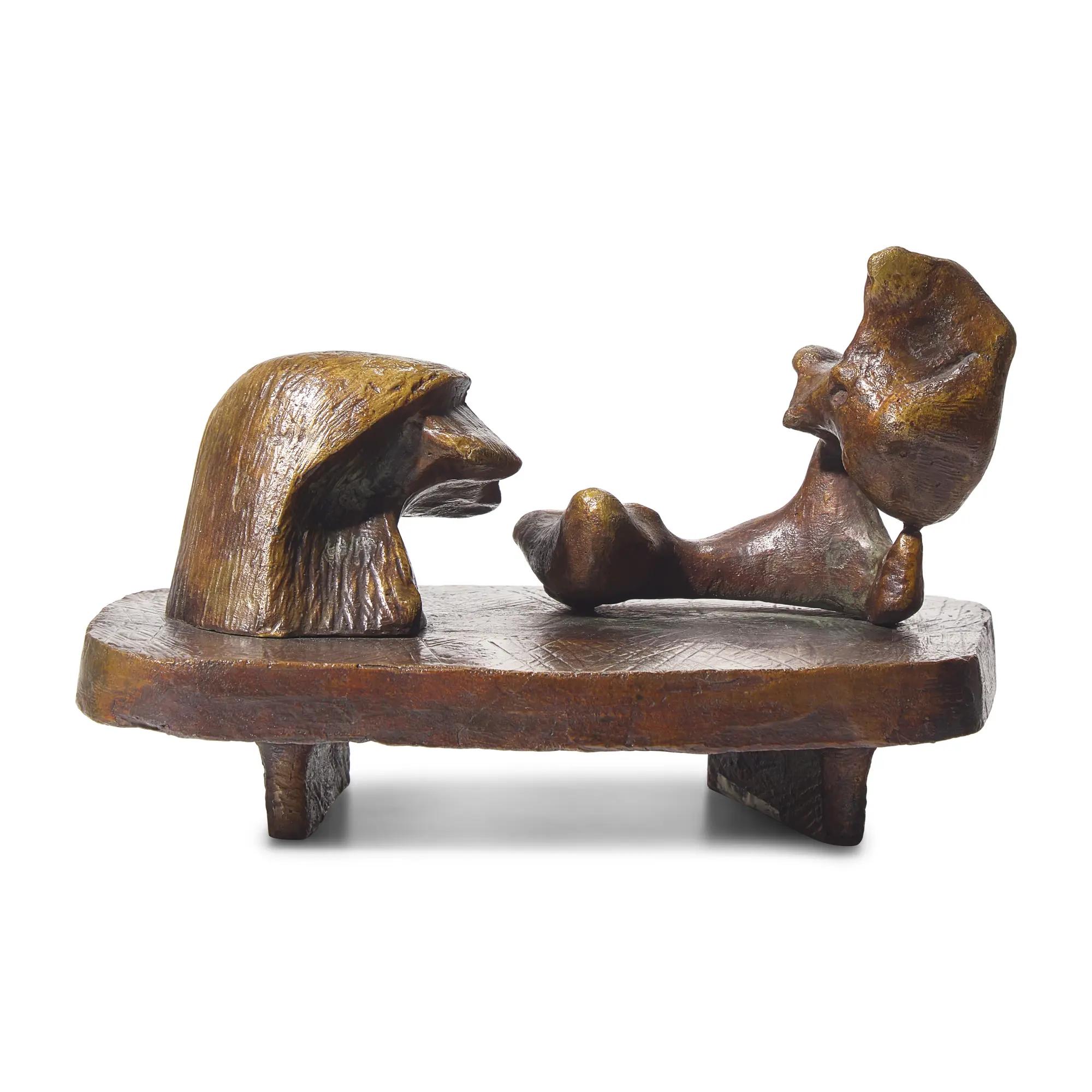 Lot 54 | Henry Moore (British, 1898-1986) | Two Piece Reclining Figure #6, 1964 | Estimate: $30,000 – $50,000 | Sold for $48,000