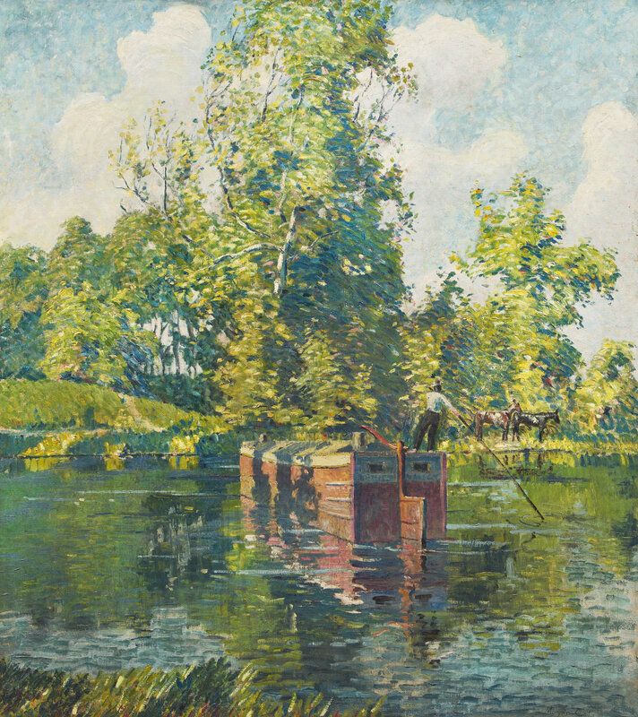 Lot 118 | Morgan Colt, The Canal Boat, c. 1915-25 | Sold for $216,400 World Auction Record for the Artist