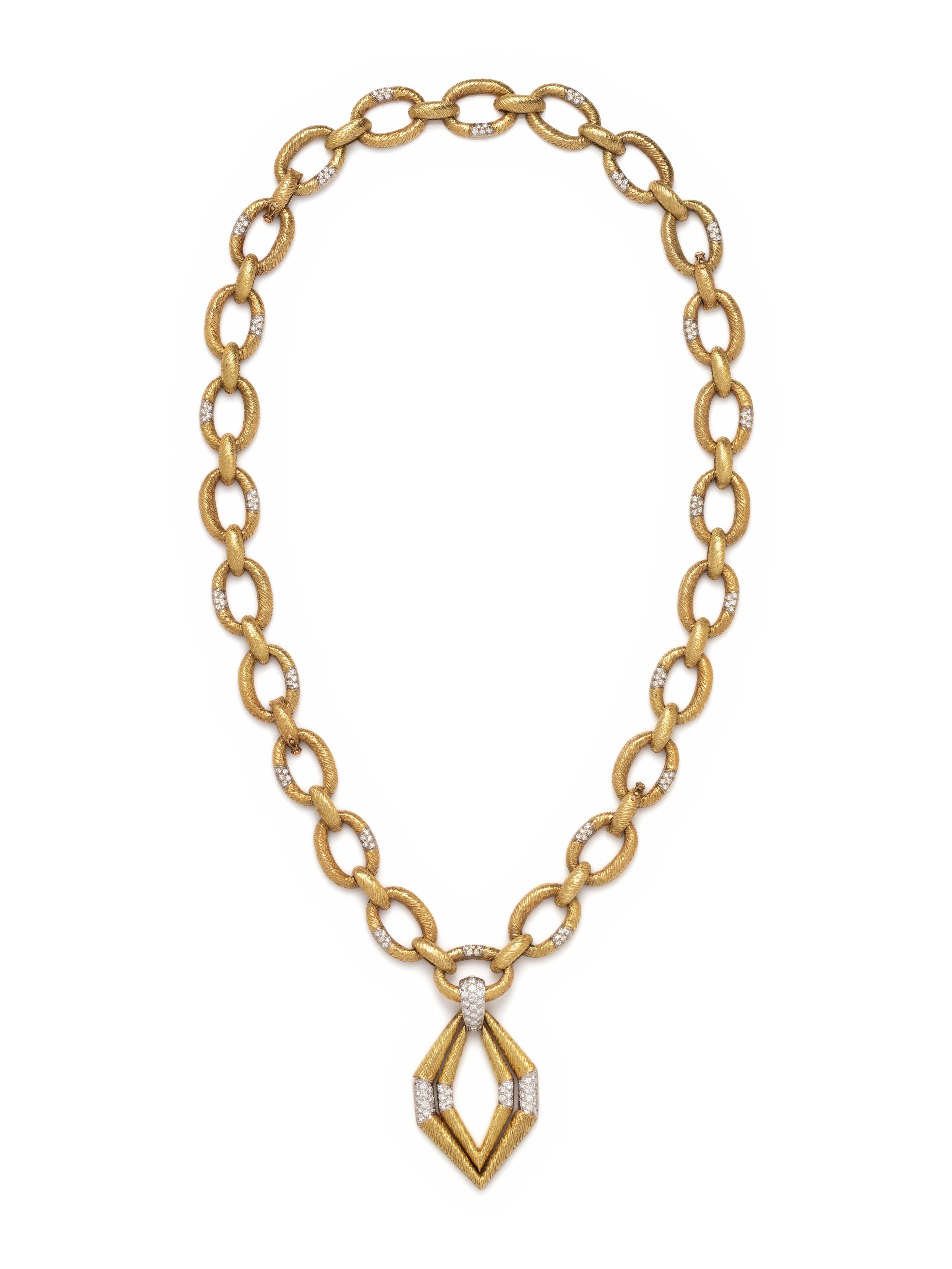 Lot 54 | R. STONE, YELLOW GOLD AND DIAMOND CONVERTIBLE NECKLACE | Estimate: $10,000 - $15,000