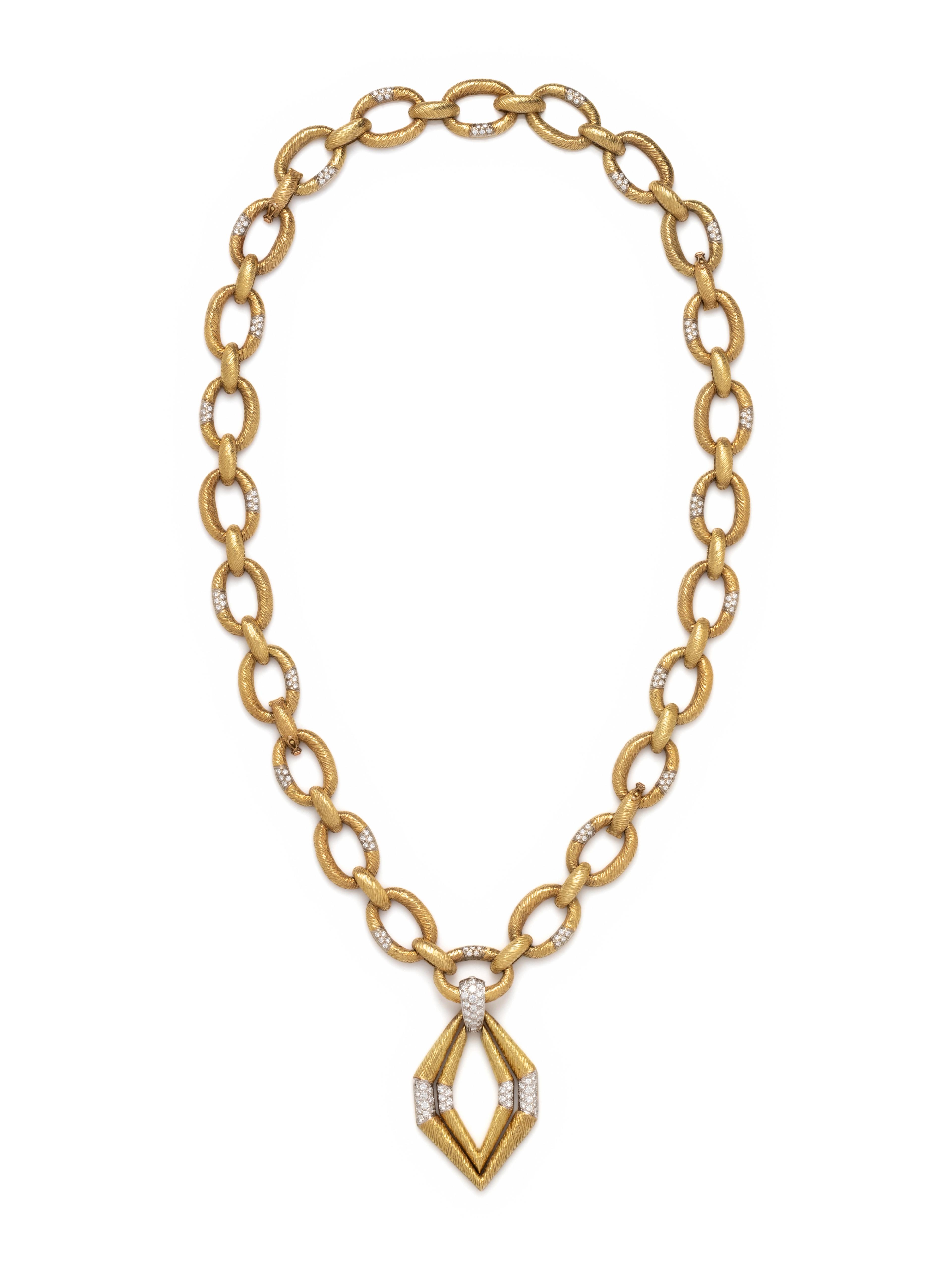 Lot 54 | R. STONE, YELLOW GOLD AND DIAMOND CONVERTIBLE NECKLACE | Estimate: $10,000 - $15,000