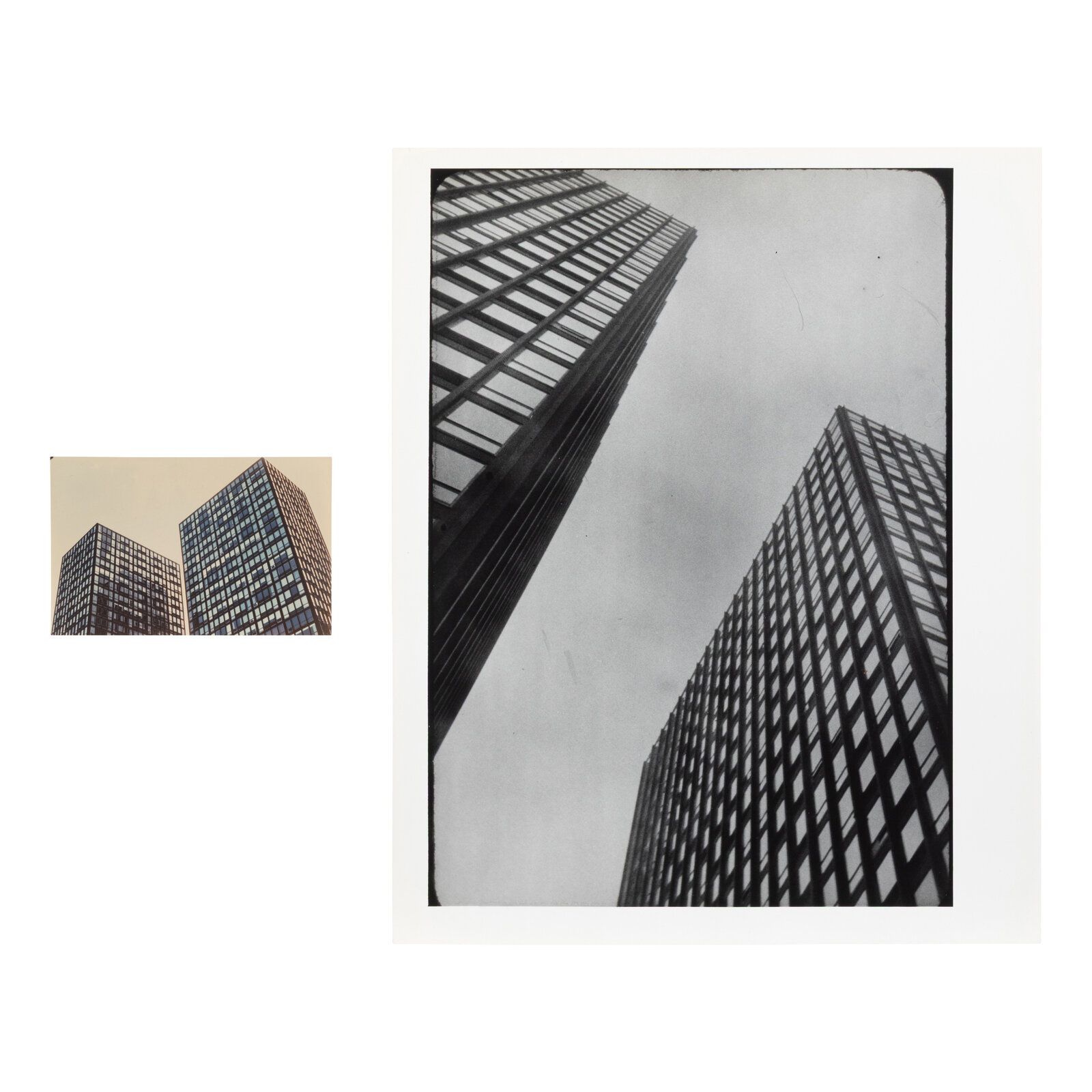 Howard Dearstyne (American, 1903-1979) A pair of photographs of Ludwig Mies van der Rohe's 860-880 North Lake Shore Drive gelatin silver prints each with Dearstyne stamp, verso larger sheet: 10 x 8-1/4 in.