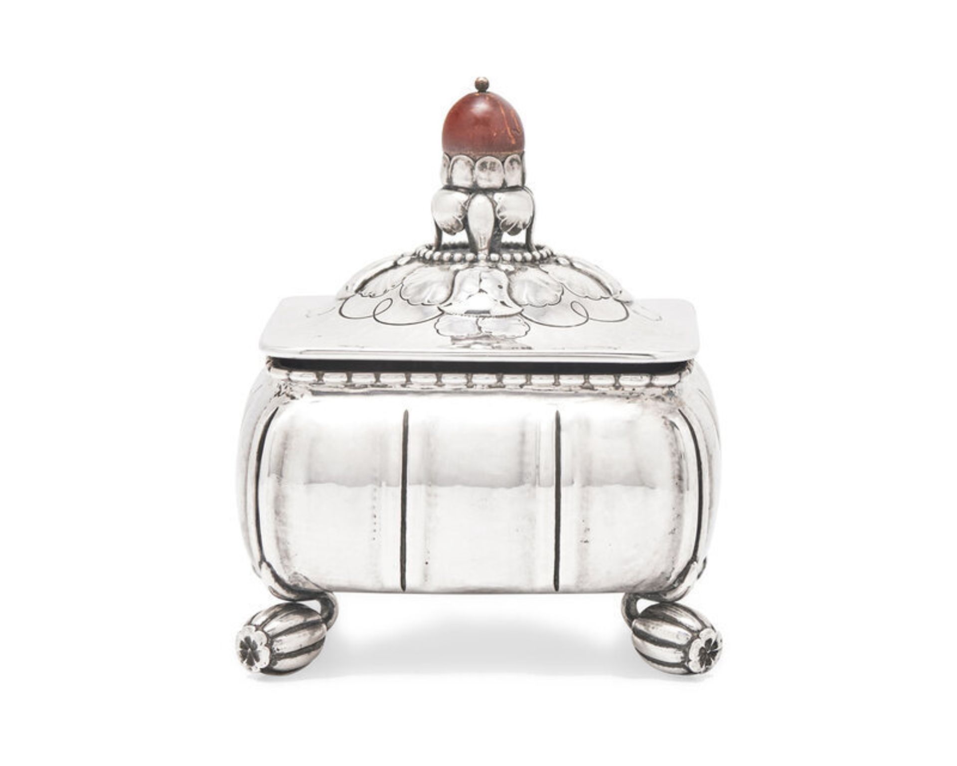 Lot 17 | A Georg Jensen Silver and Hardstone Mounted Box | Estimate: $4,000 - 6,000