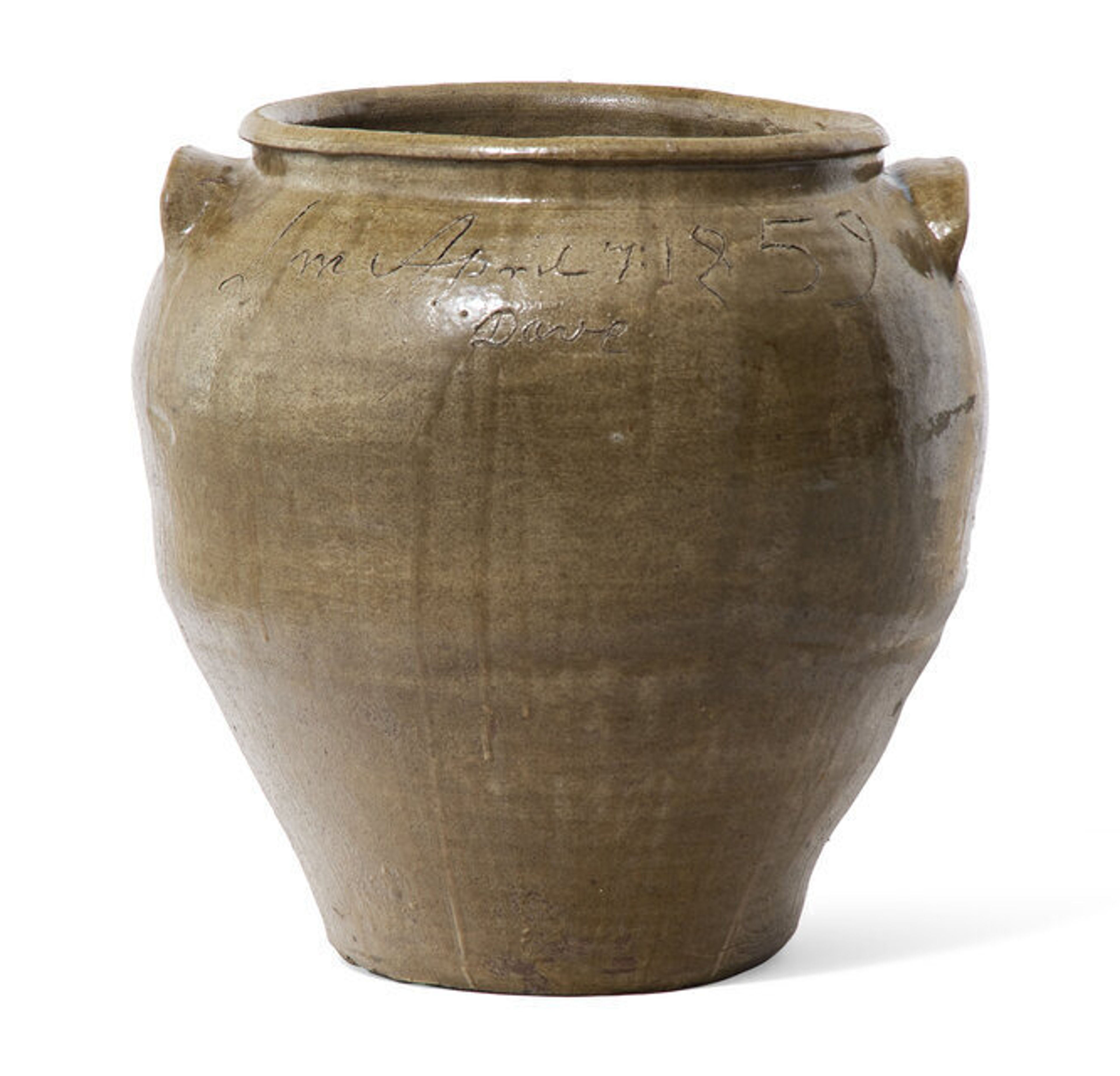 Lm April 7, 1859 / Dave: A Rare David Drake Crock