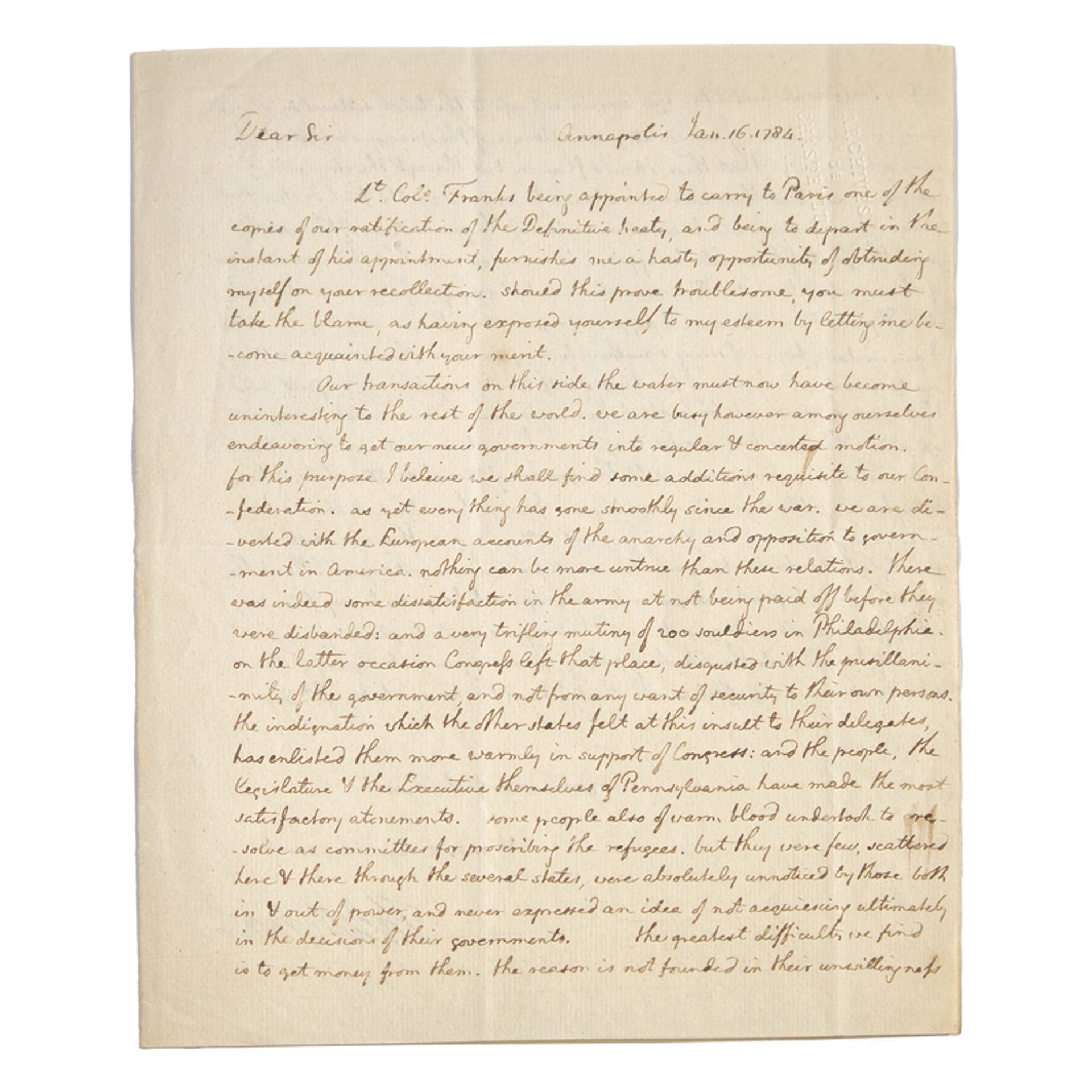 Lot 80 | Jefferson, Thomas. Autograph letter signed (“Th: Jefferson”)