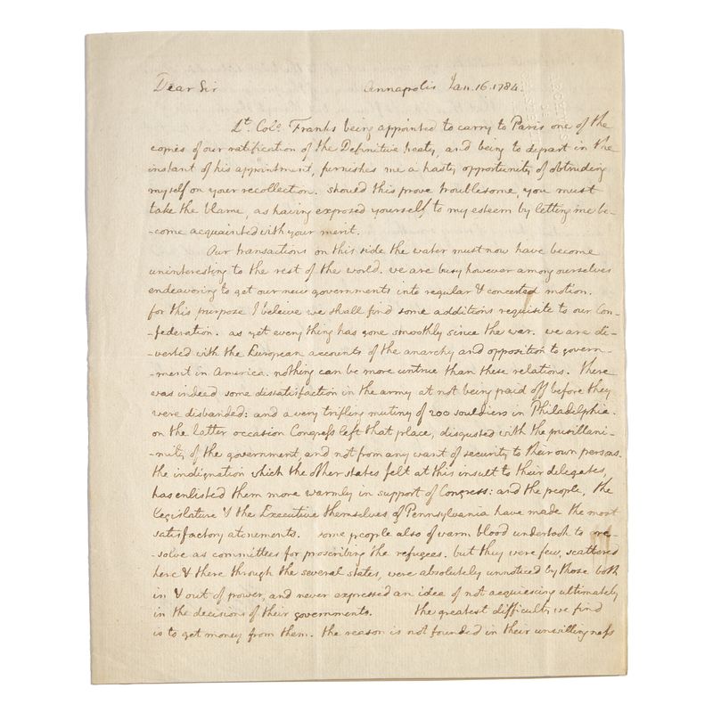 Lot 80 | Jefferson, Thomas. Autograph letter signed (“Th: Jefferson”)