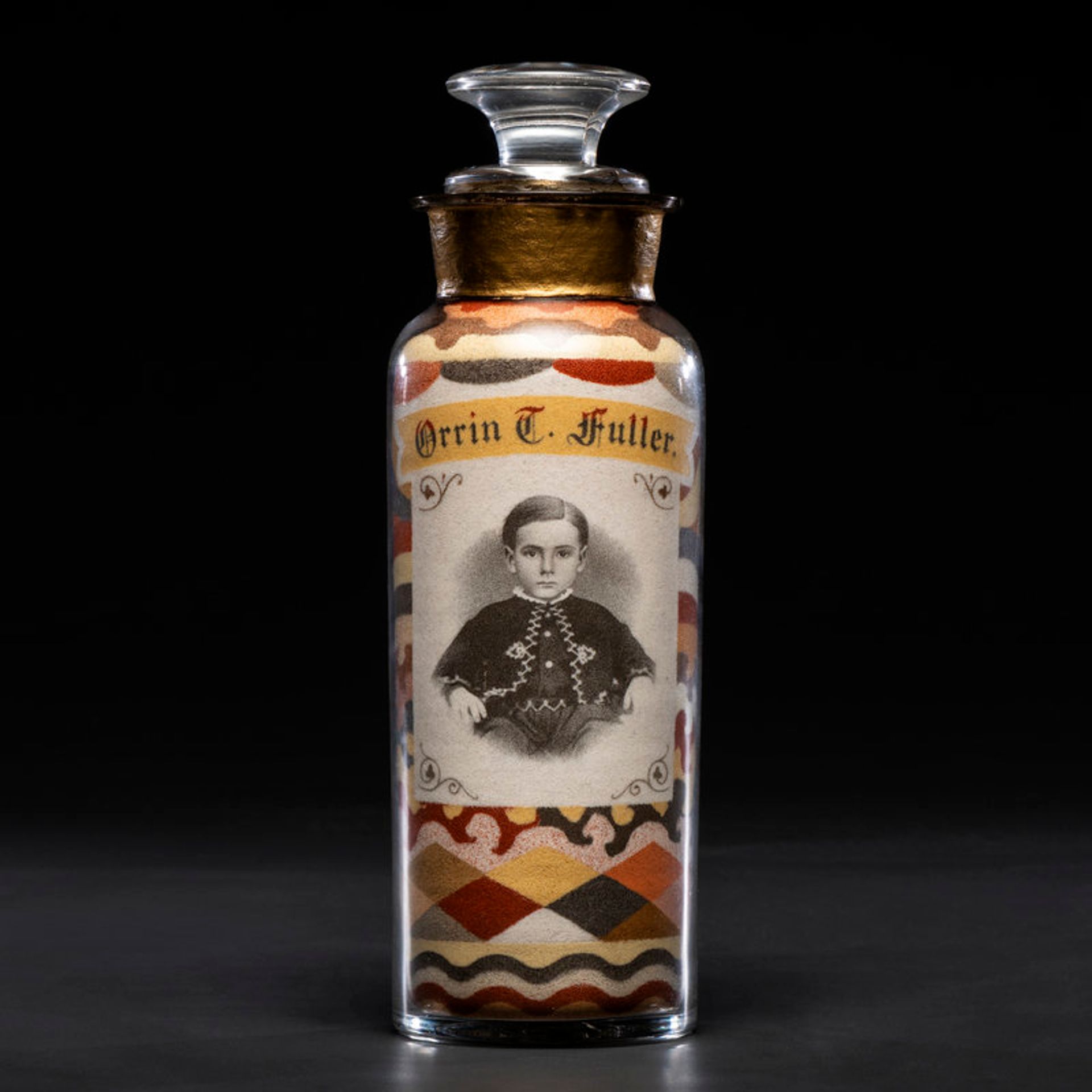 A Rare and Important Andrew Clemens (American, 1857-1894) Portrait Sand Bottle