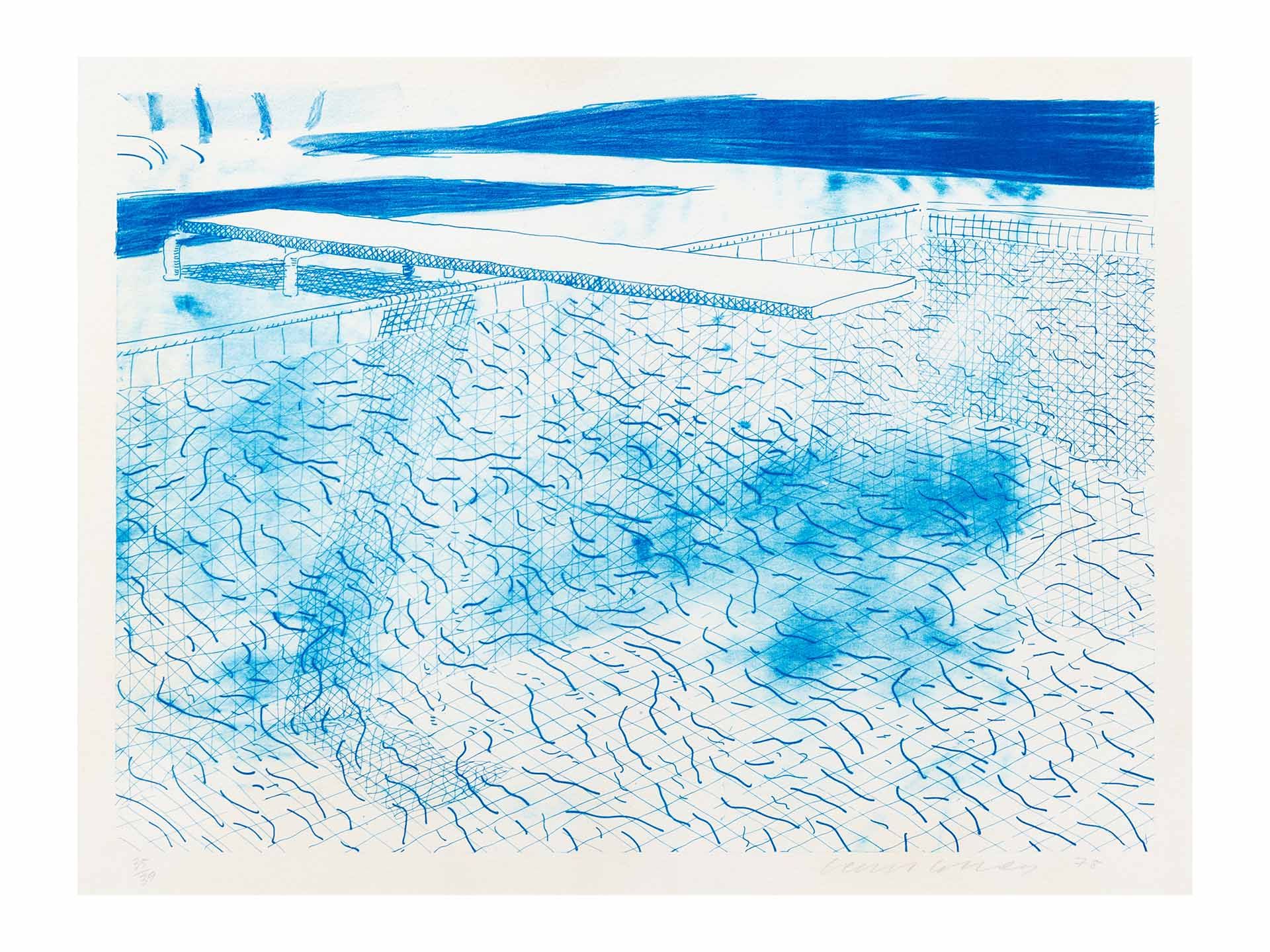 David Hockney, Lithograph of Water Made of Lines