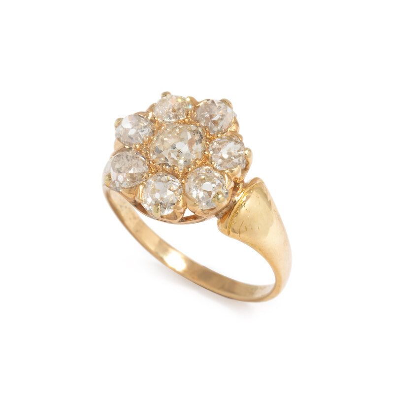 Lot 8 | ANTIQUE, DIAMOND AND YELLOW GOLD CLUSTER RING | Estimate: $700 – 900
