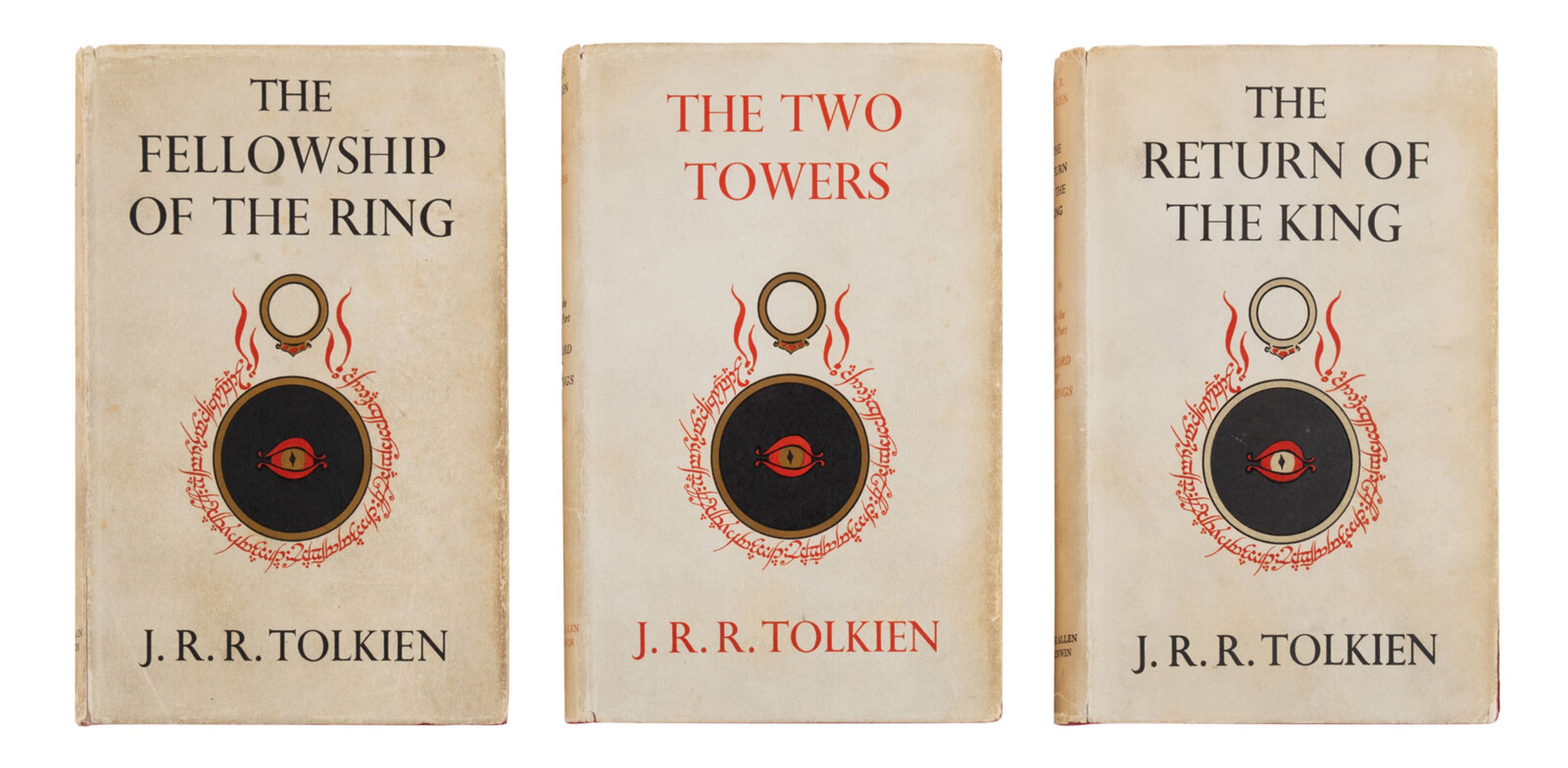 Lot 208 | Tolkien, J.R.R. (1892-1973). [The Lord of the Rings trilogy:] The Fellowship of the Ring. 1954. -- The Two Towers. 1954. -- The Return of the King. 1955. All London: Allen & Unwin Ltd.
Sold for $48,000