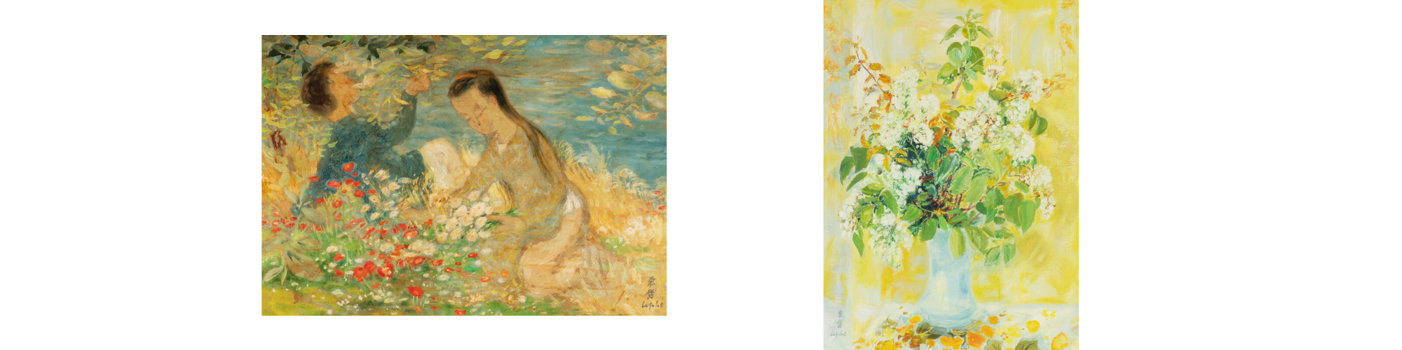 Lê Phổ (French/Vietnamese, 1907-2001) | La Cueillette des Marguerites, 1965 | Sold for: $140,200