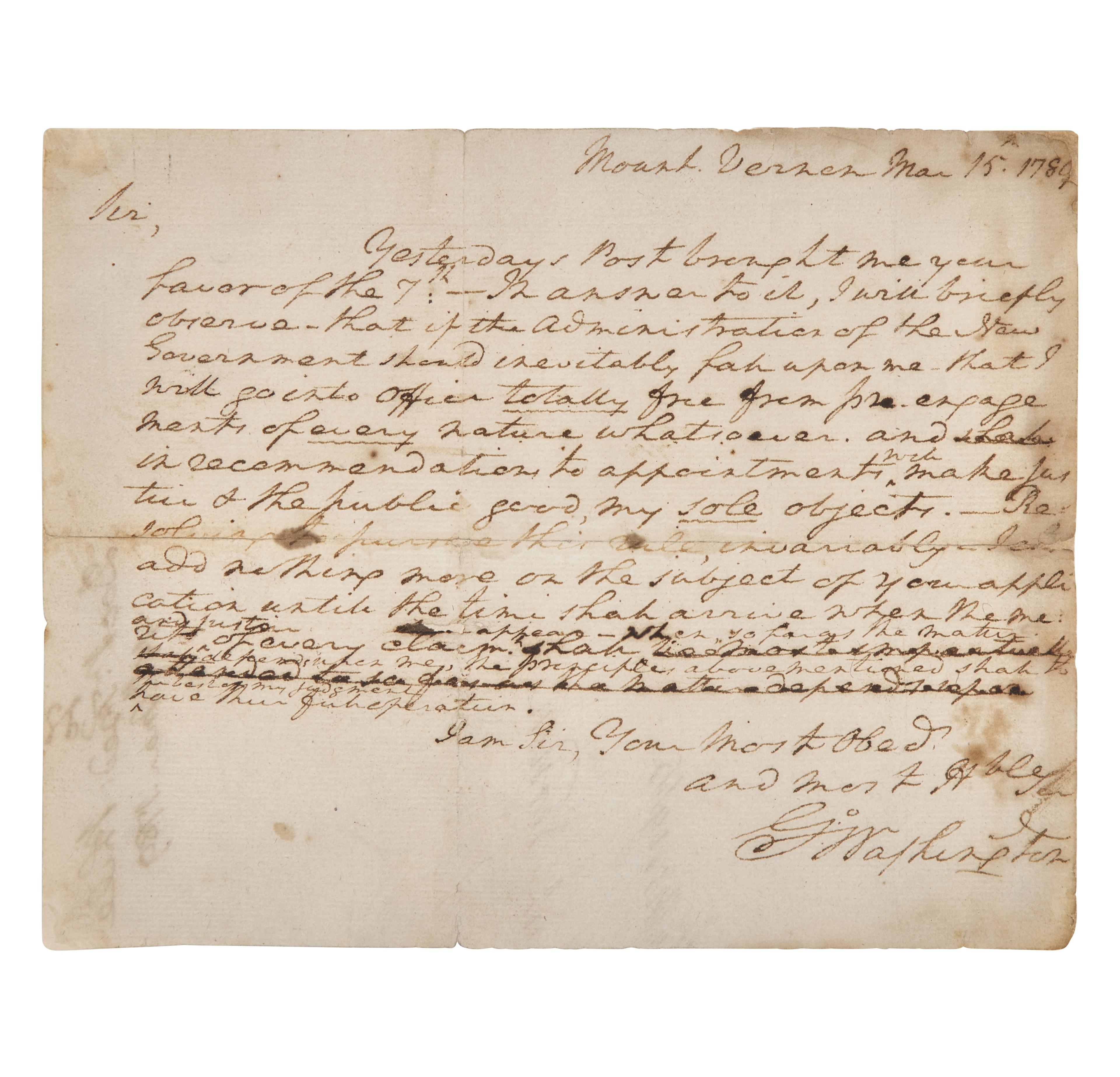 George Washington Autograph Letter Written Weeks Before His Inauguration Headlines Freeman’s Printed and Manuscript Americana Auction