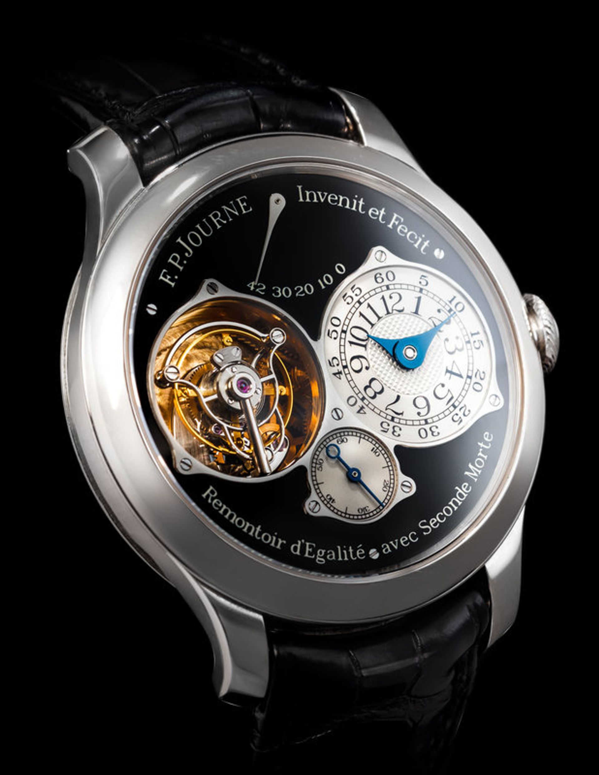 Lot 27 | A Rare and Important F.P. Journe, Platinum 'Tourbillon Souverain Black Label' Watch, Estimate $250,000–$450,000