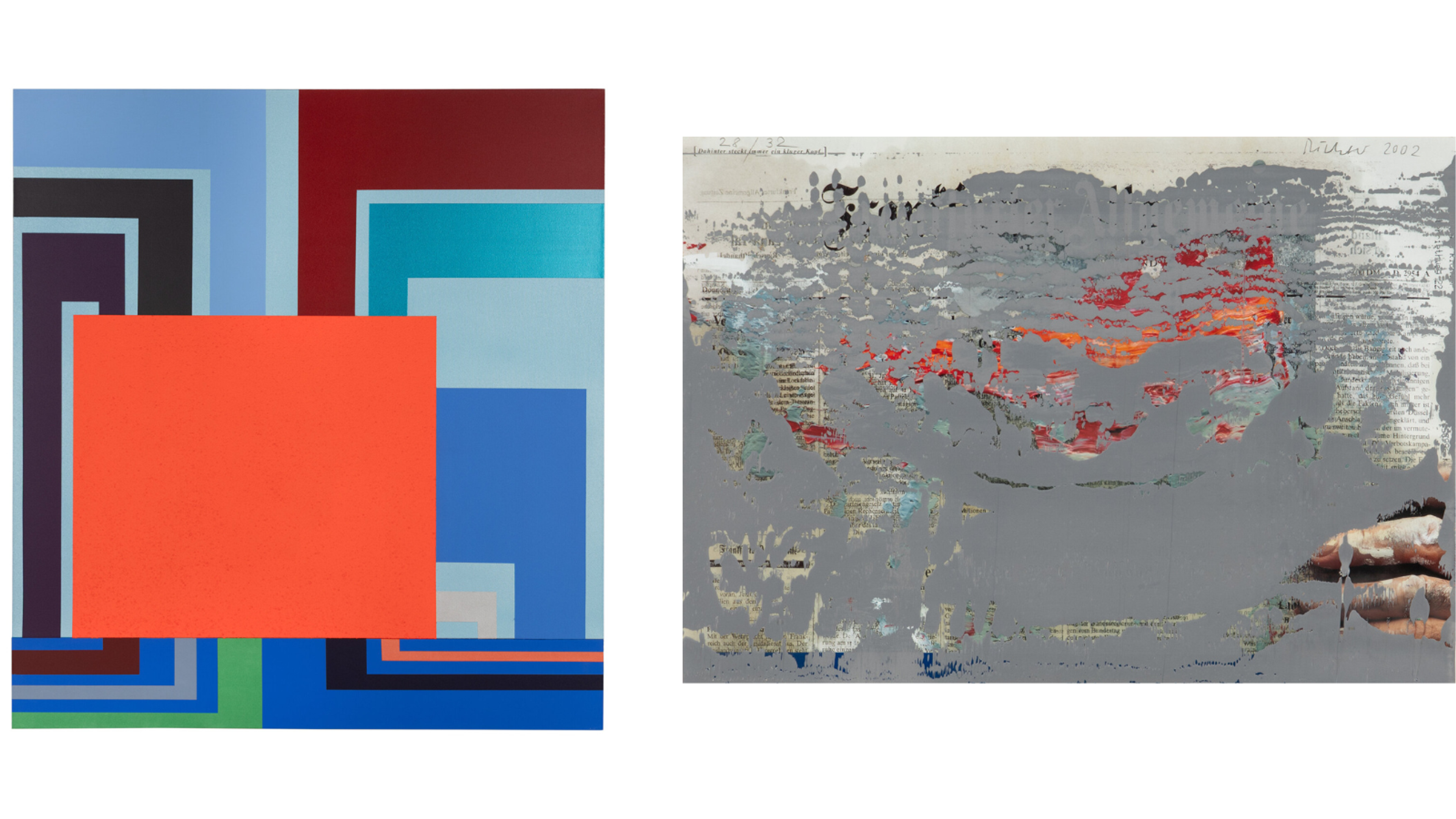 Left to Right: Lot 68 | Peter Halley, Blue Velvet, 2002 | Estimate $80,000 - 120,000