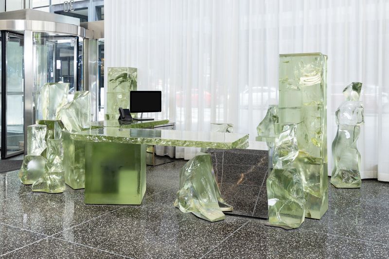 Frank Gehry’s Icehenge Desk, from the Lobby of the Inland Steel Building