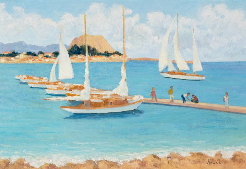 Marie-Lucie Nessi-Valtat (French, 1900-1992) Yachts à Antibes