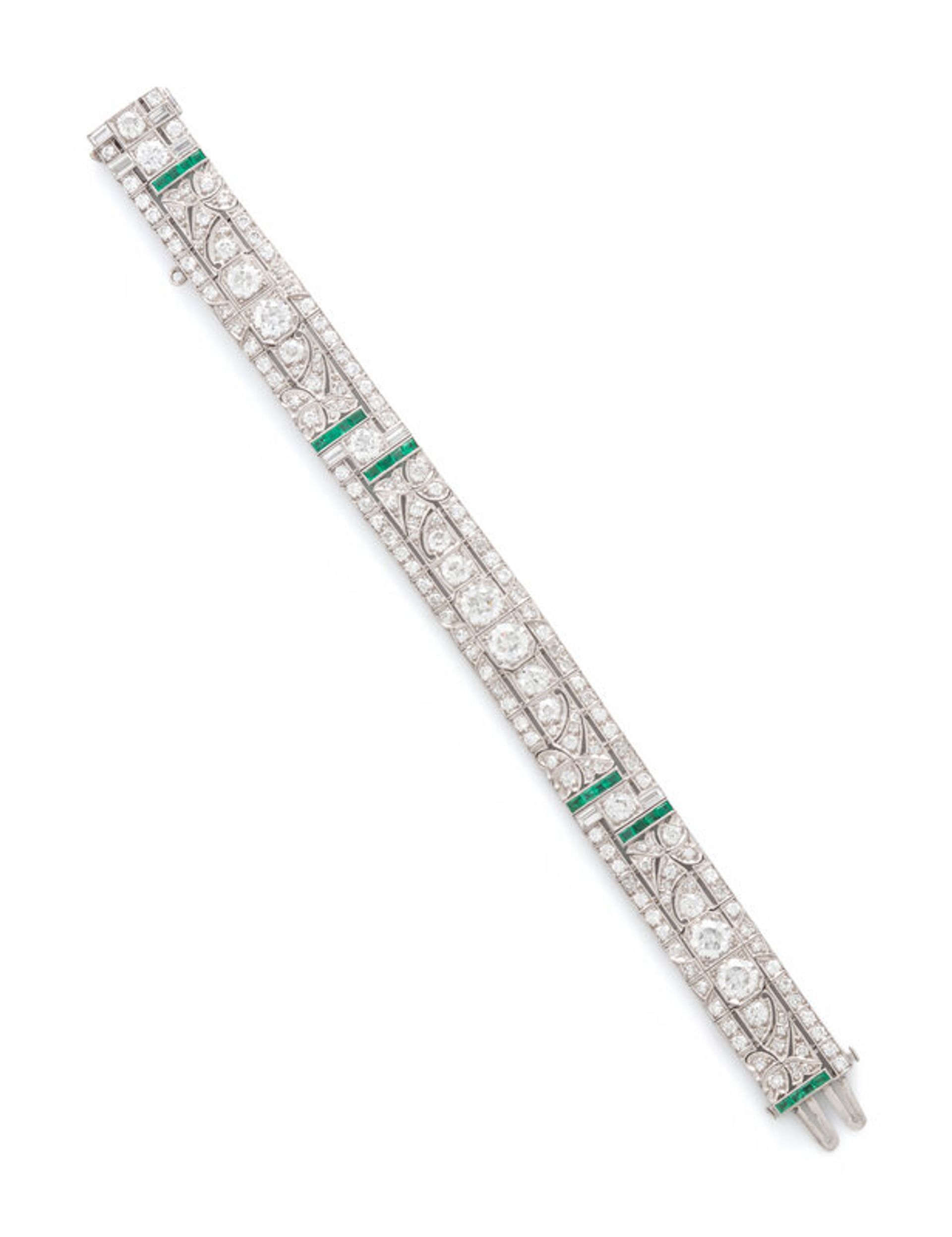 Lot 27 | ART DECO, DIAMOND AND EMERALD BRACELET | Estimate: $7,000 - 9,000