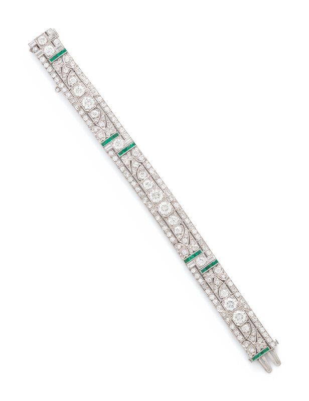 Lot 27 | ART DECO, DIAMOND AND EMERALD BRACELET | Estimate: $7,000 - 9,000