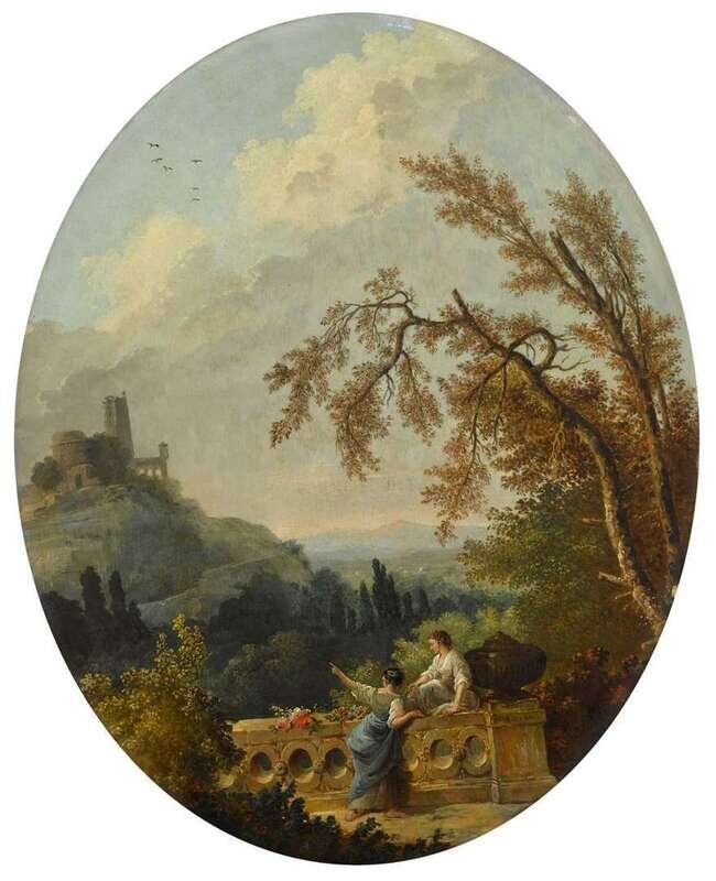 Hubert Robert (French, 1733-1808) "Les Deux Amies" and "La Jeune Dessinatrice"