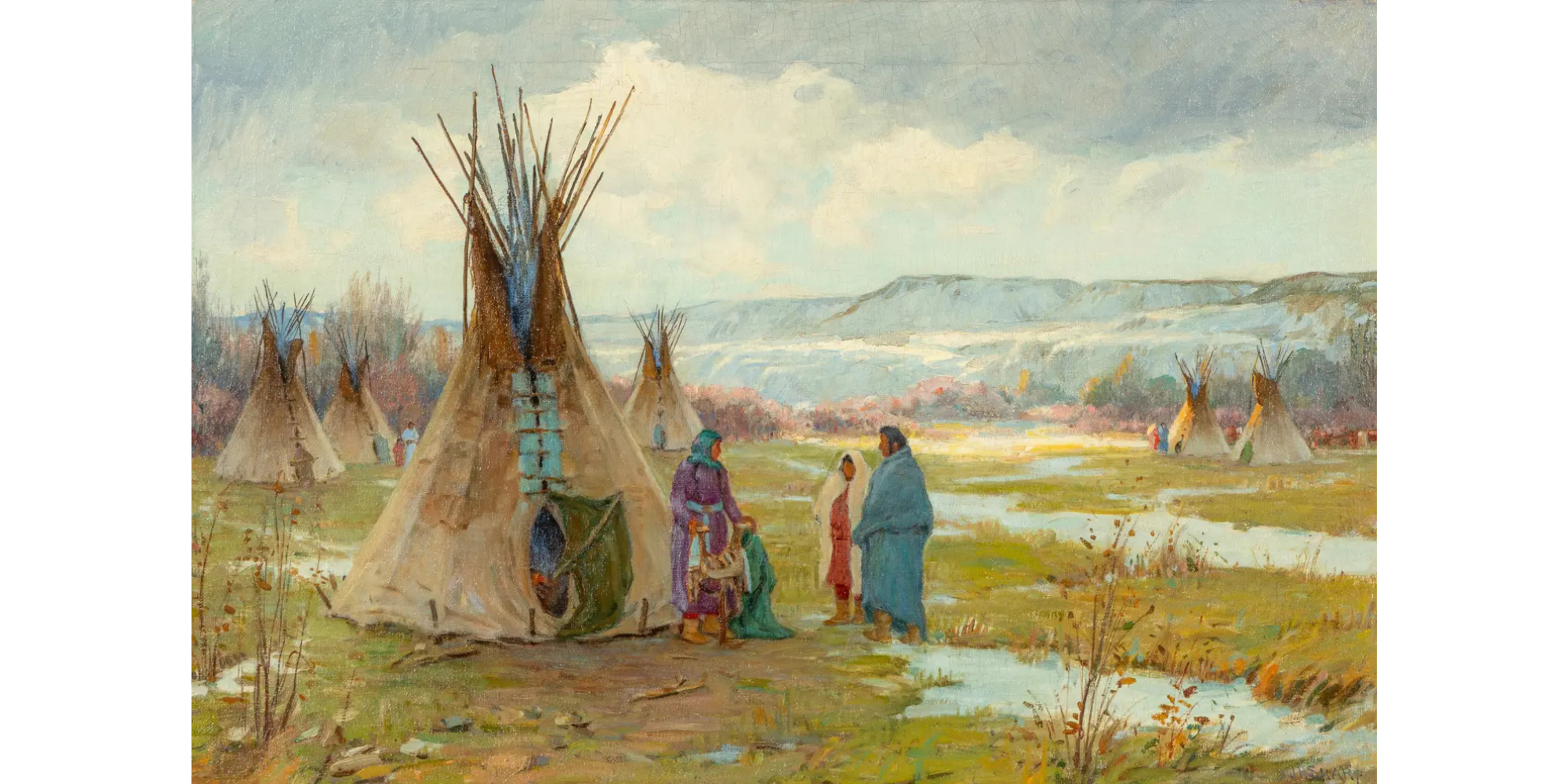 Lot 75 | Joseph Henry Sharp (1859-1953) | Sunburst Crow Reservation | $120,000 – 180,000