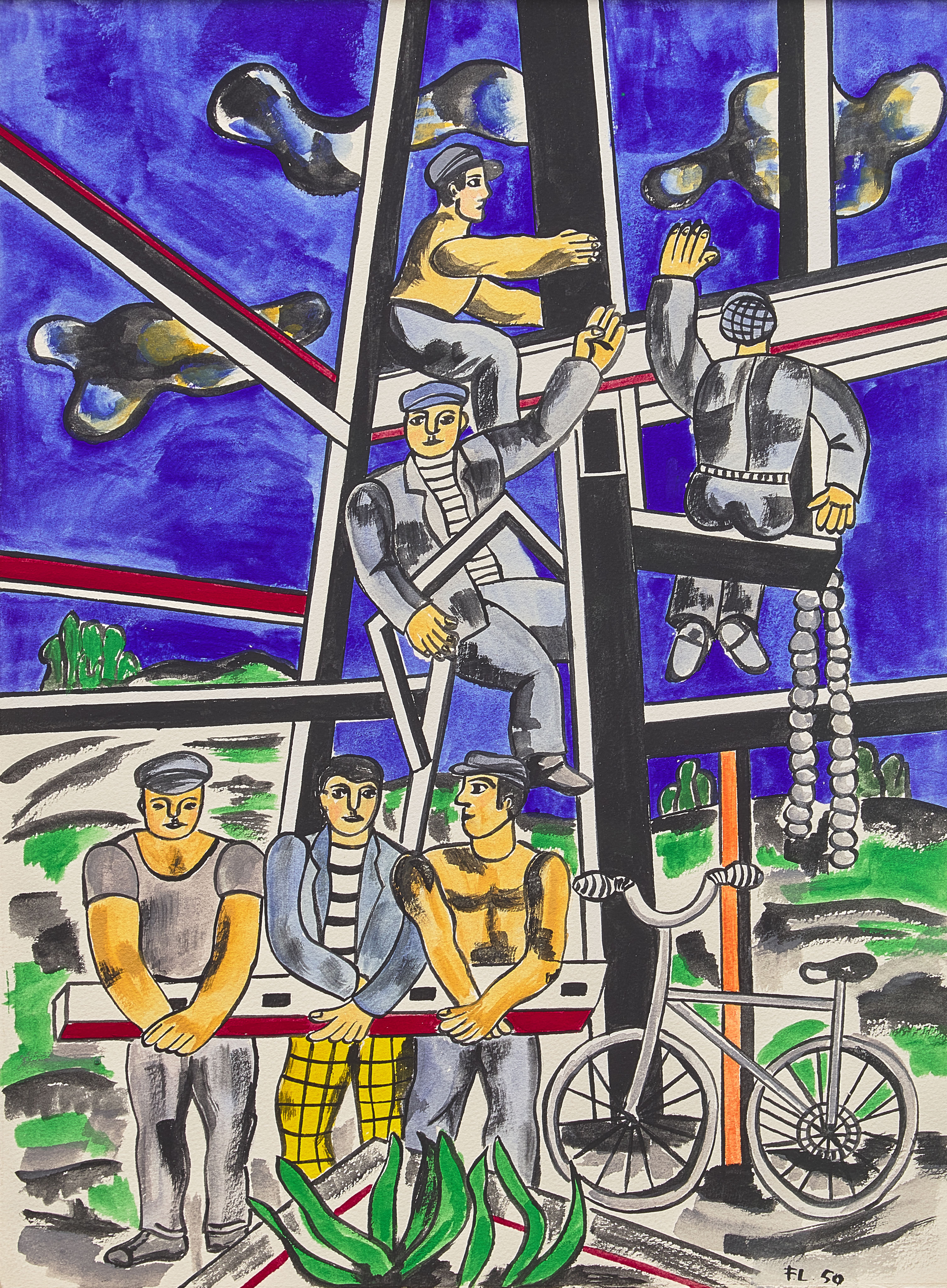 Fernand Léger (French, 1881-1955)  Les Constructeurs au Vélo, 1950  Estimate: $150,000 – 250,000