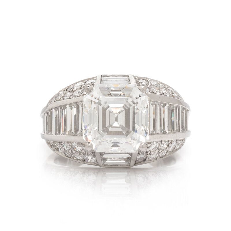 Lot 56 | OSCAR HEYMAN, PLATINUM AND DIAMOND RING | Sold for $140,200