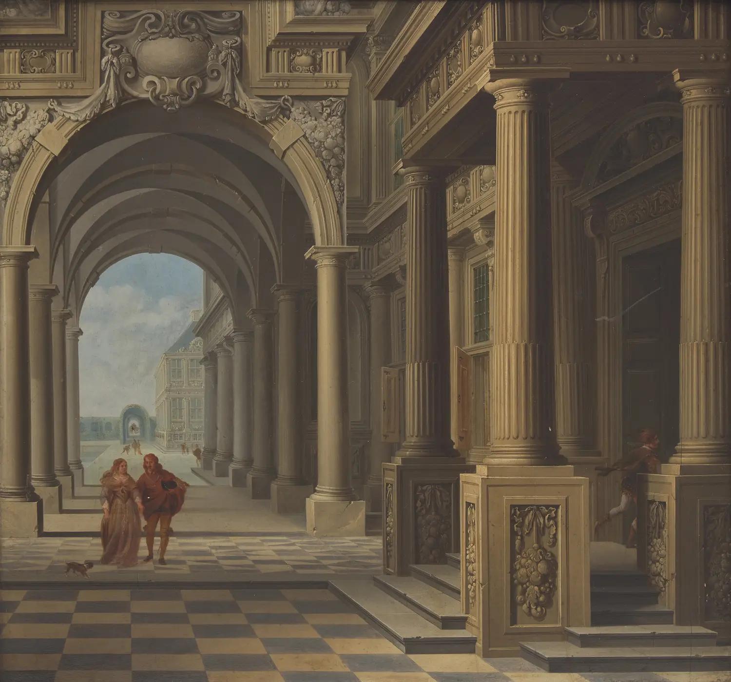 Lot 69 | Dirck Van Delen (Dutch, 1605-1671) | Portico of a Palace, 1647 | Estimate: $20,000 – $30,000