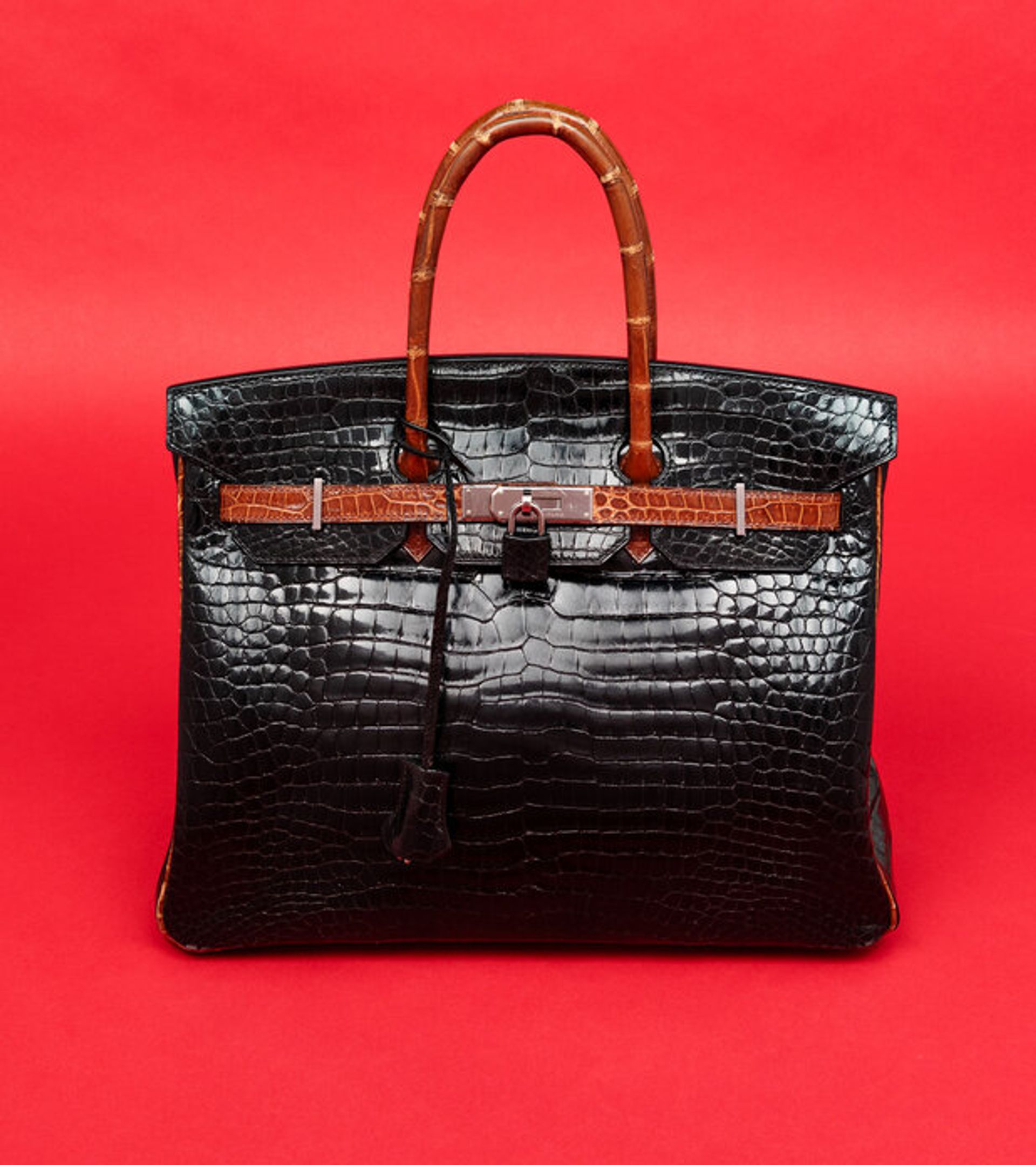 Rare, Birkin 35 in Two-Tone Shiny Porosus Crocodile with Palladium-Plated Hardware. 