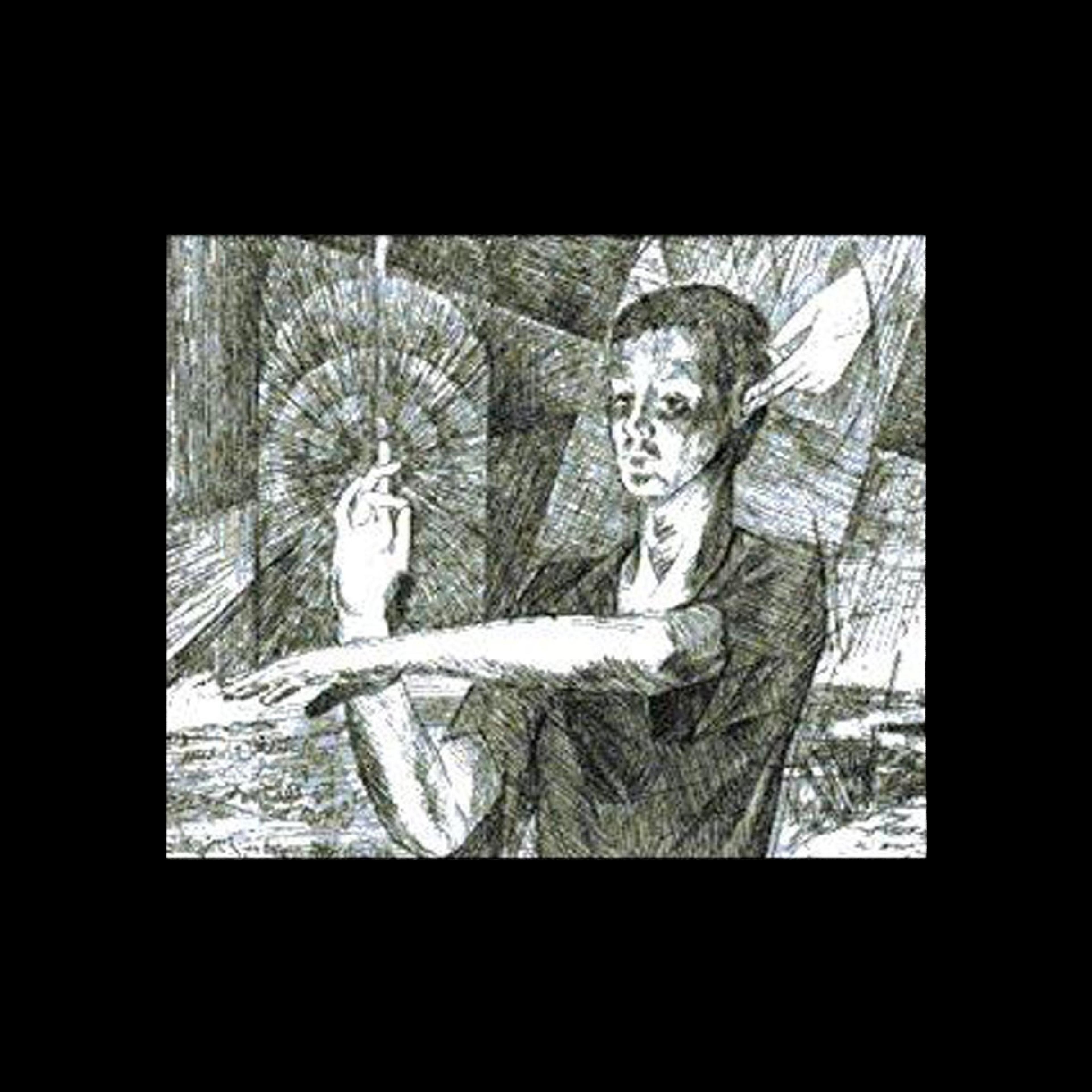 Pen-and-ink illustration of a person signing