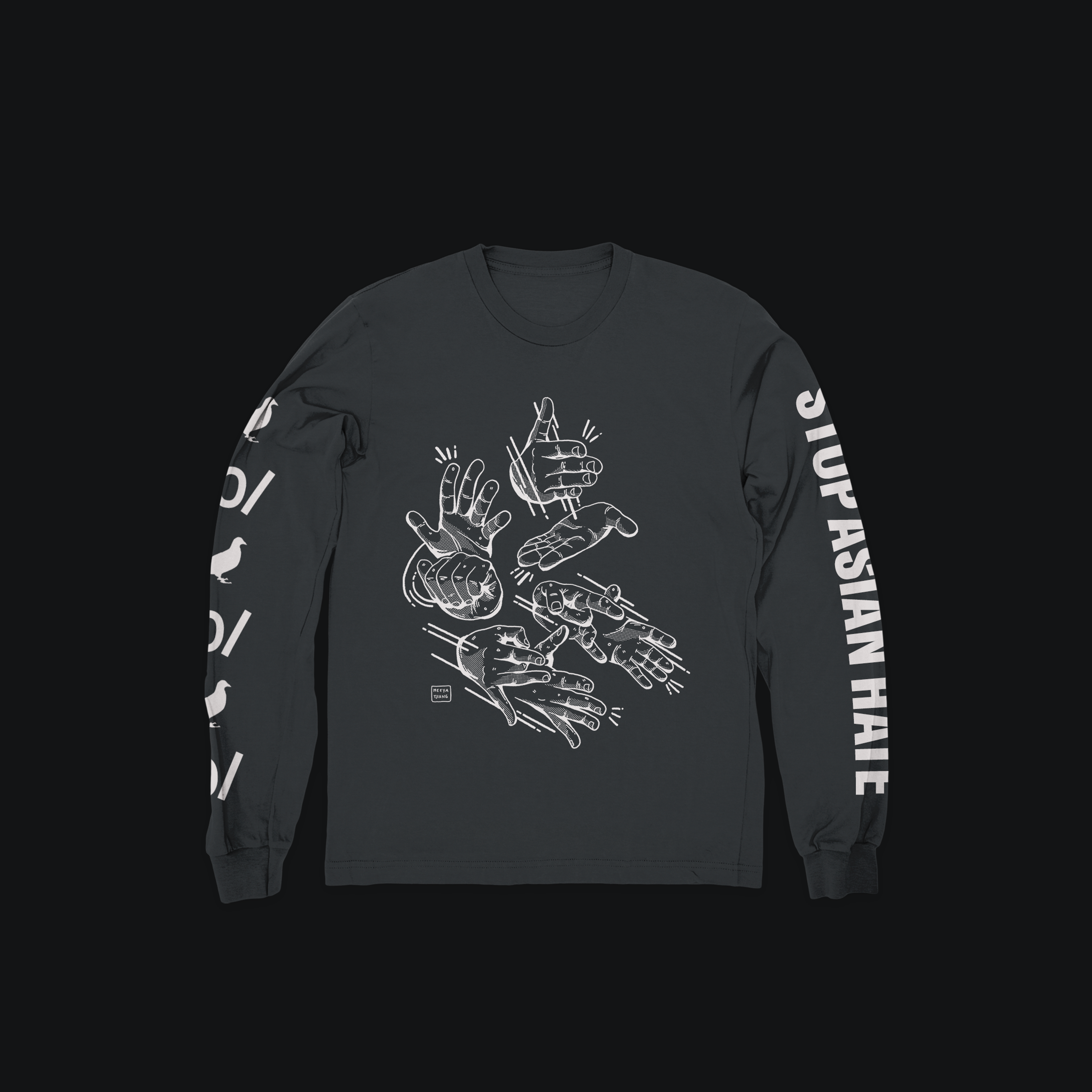Black Stop Asian Hate long-sleeve shirt, front