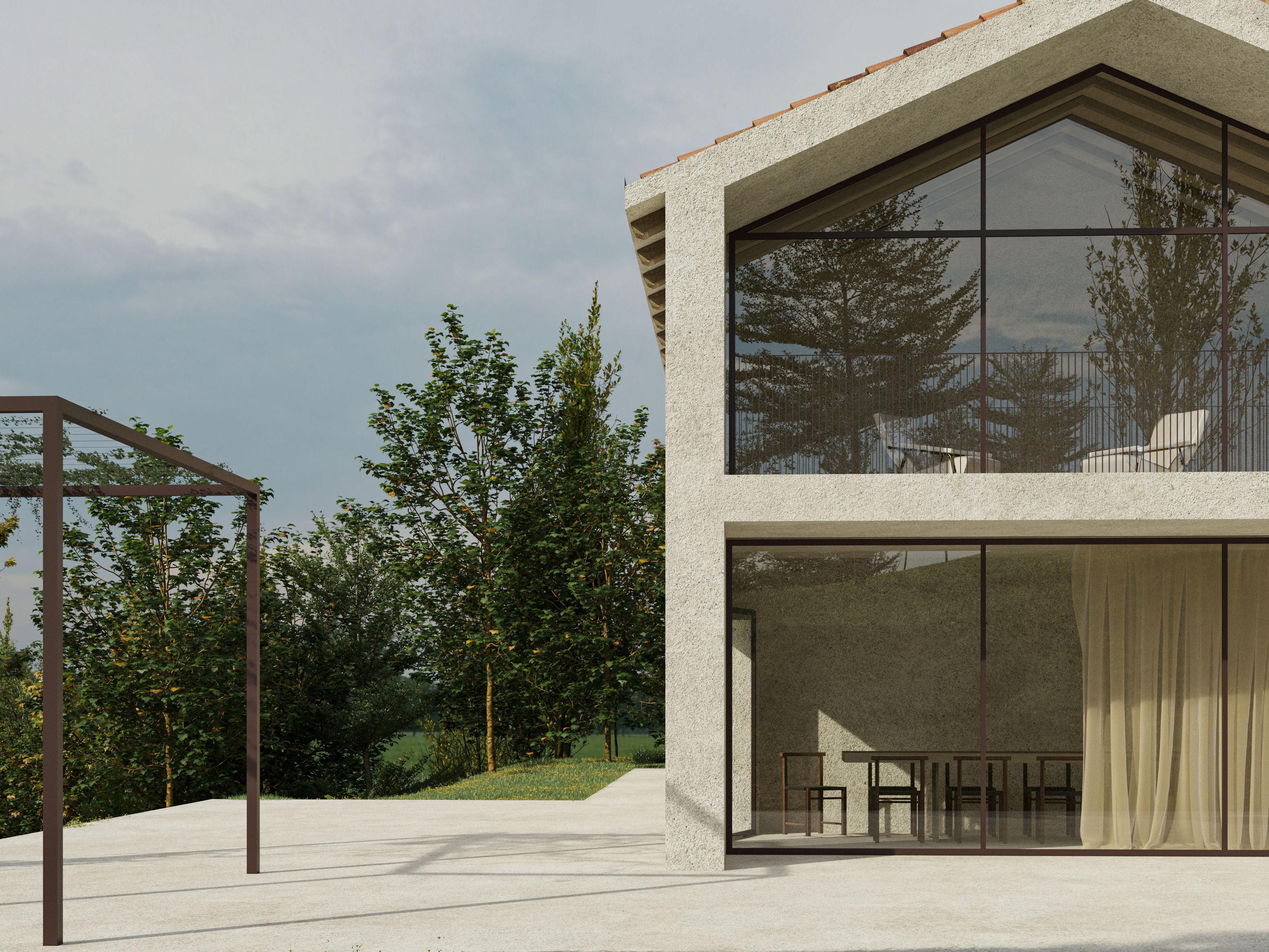 foto a colori di una casa su collina