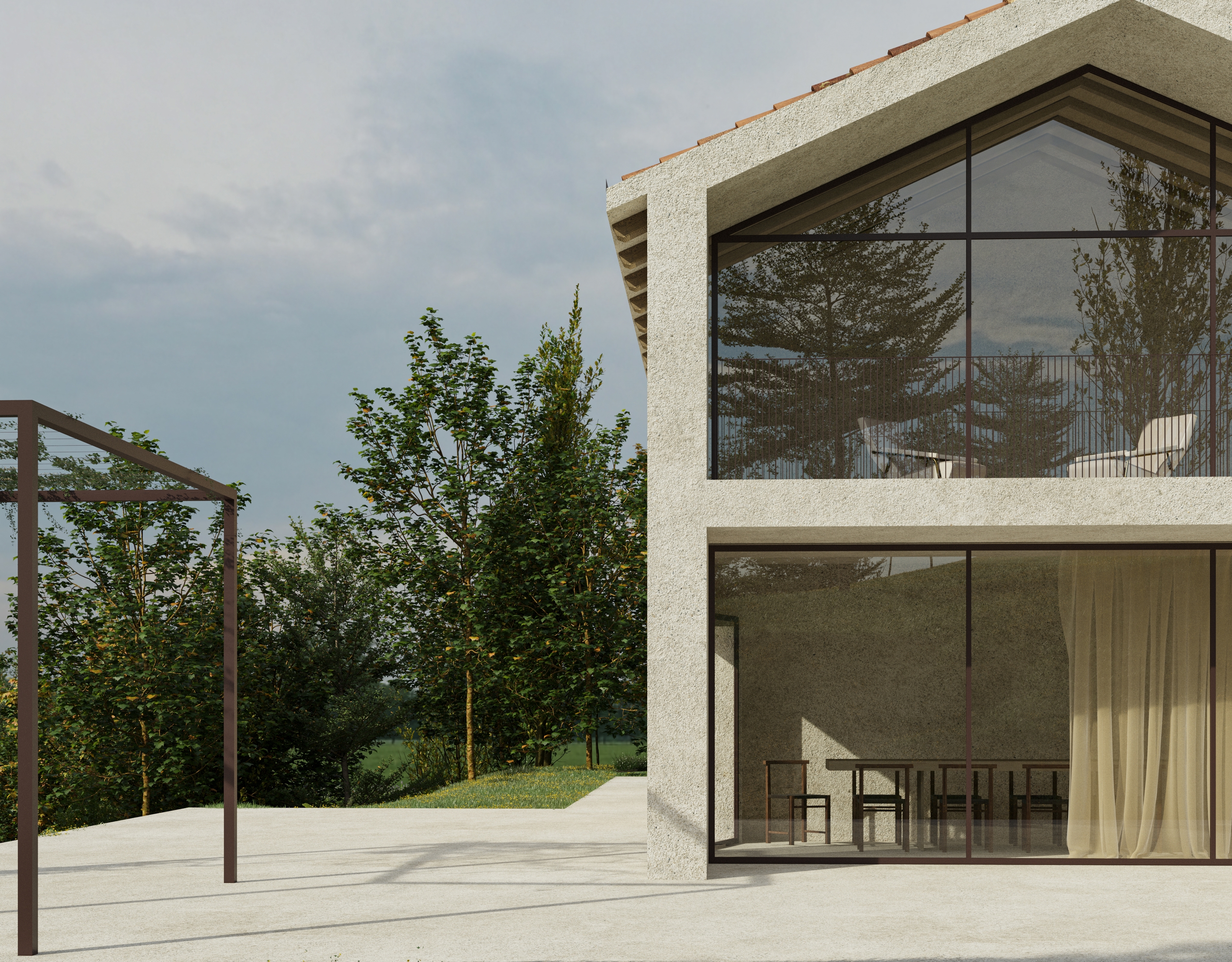 foto a colori di una casa su collina