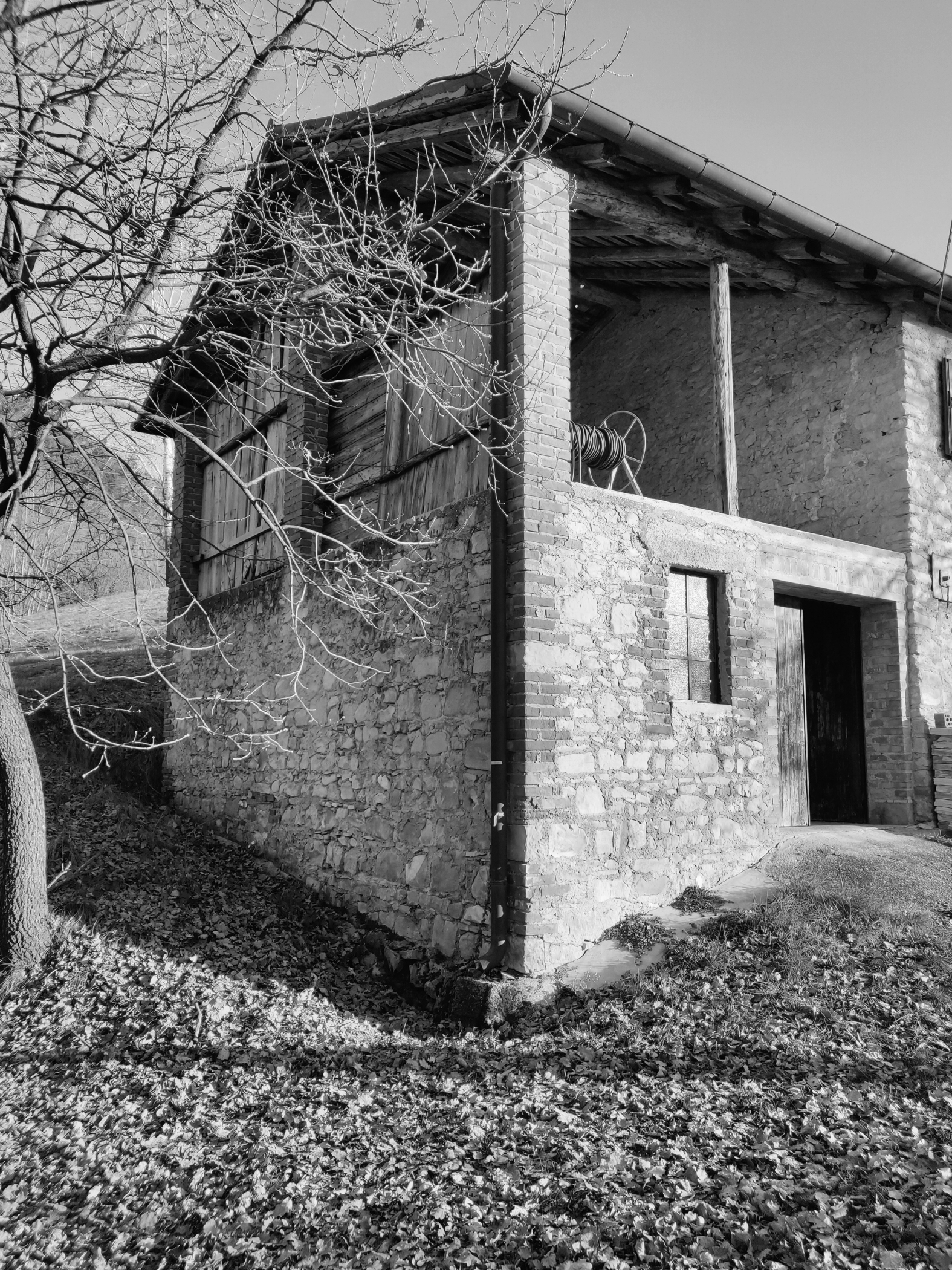 foto in bianco e nero vecchio edificio