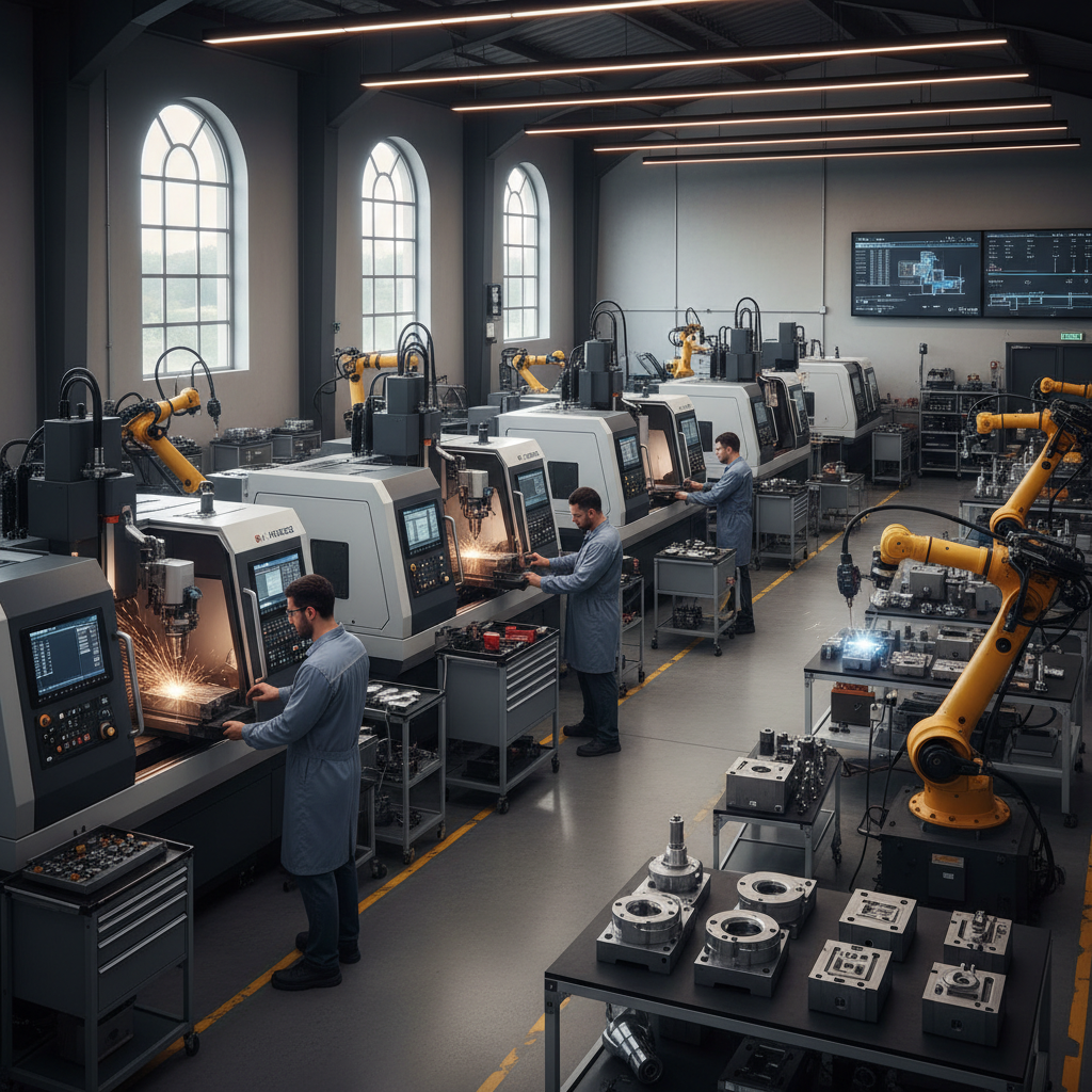 Engineers reviewing a product design for manufacturability on the factory floor