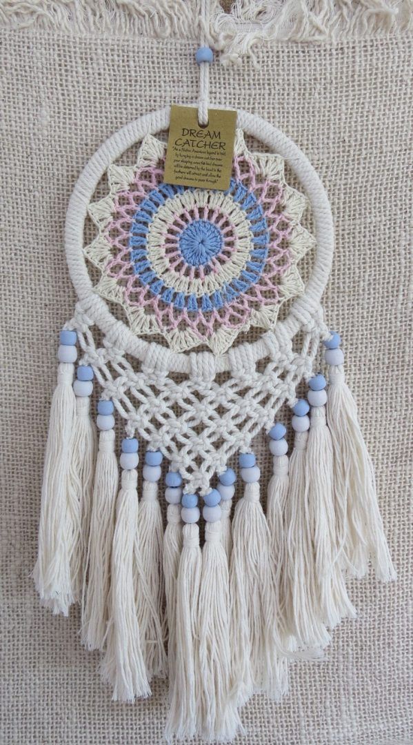 Round Pink,White and Blue Dreamcatcher