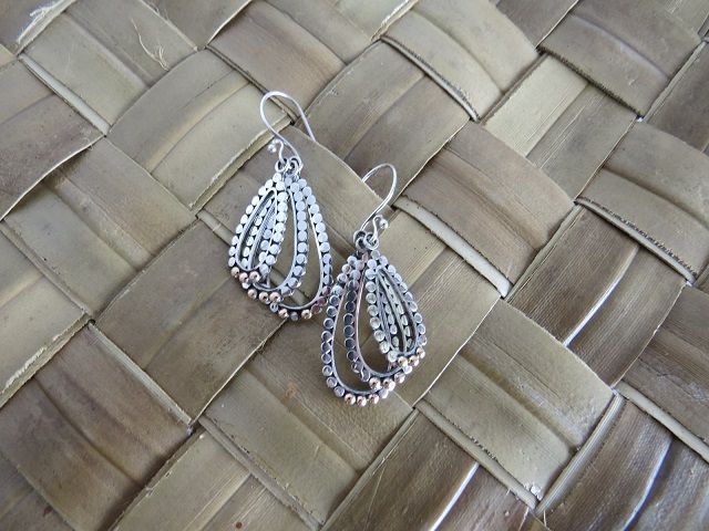 Triple Oval Sterling Silver Drops with Gold