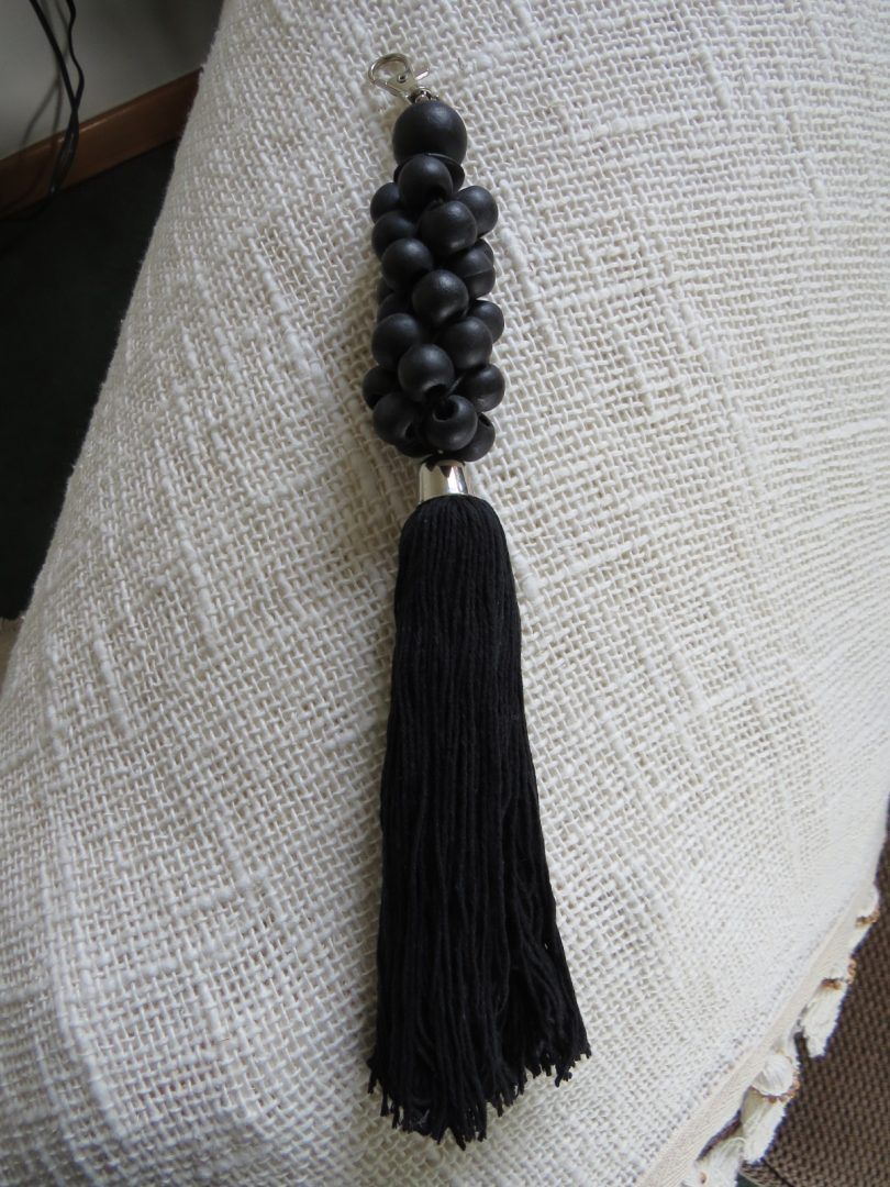 Black Bead and Tassel Keyring