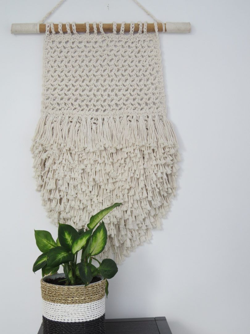 Macrame Natural Fringed Wall Hanging- Large