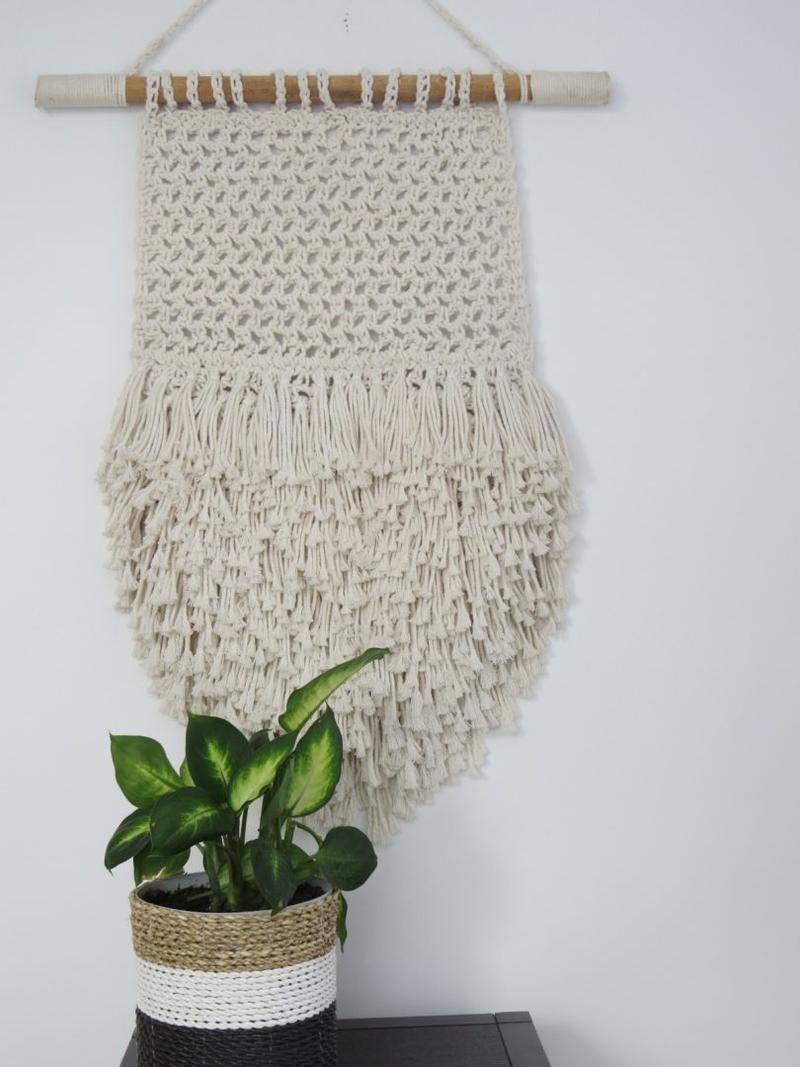 Macrame Natural Fringed Wall Hanging- Large
