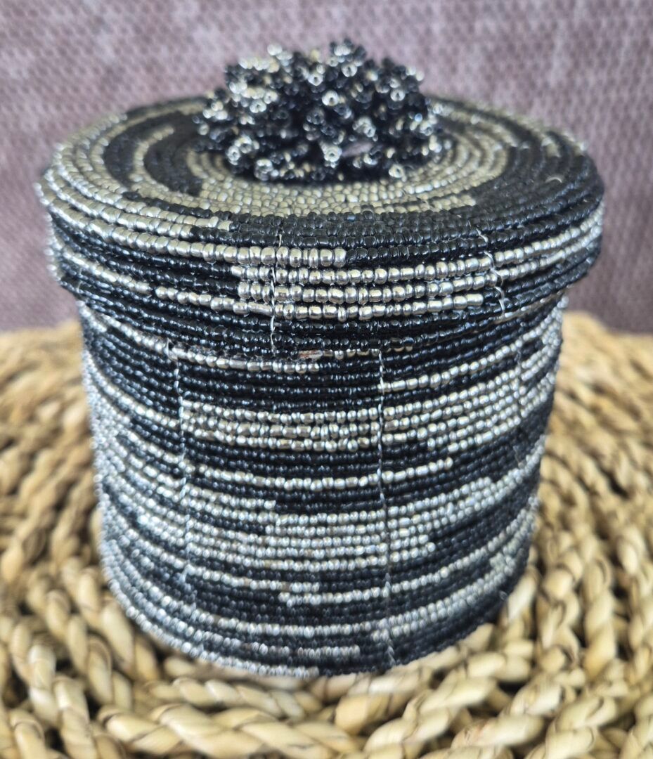 Black & Silver Beaded Jewellery Box