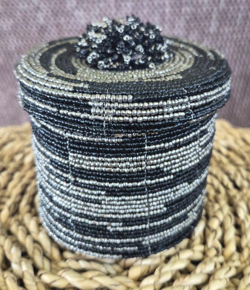 Black & Silver Beaded Jewellery Box