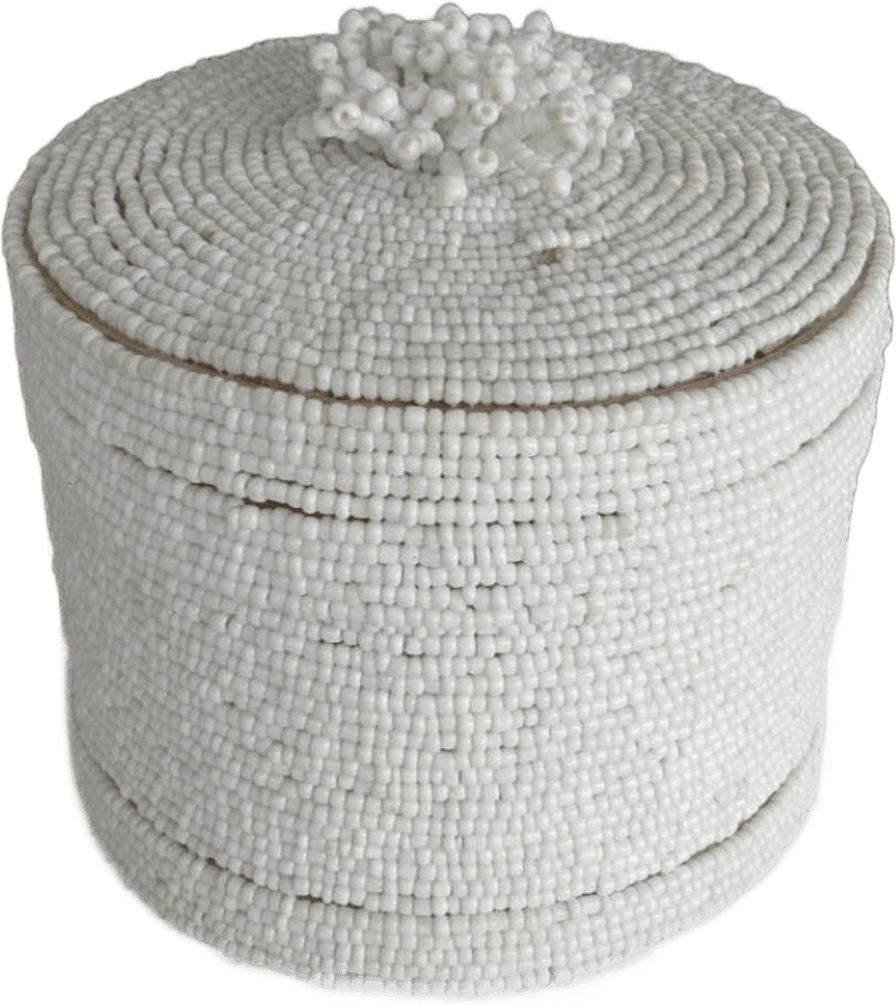 White Beaded Trinket Box