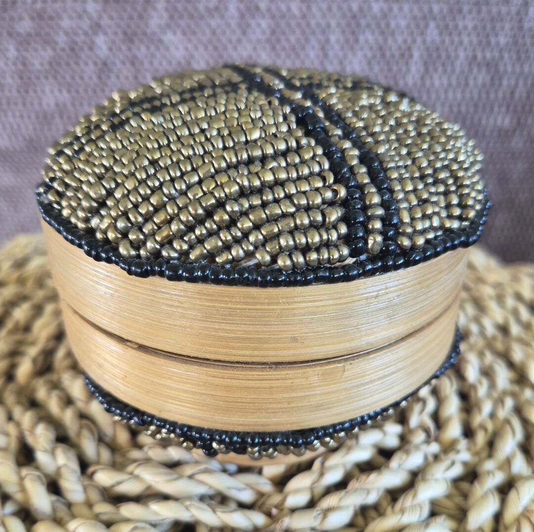 Black and Gold Bead Trinket Box