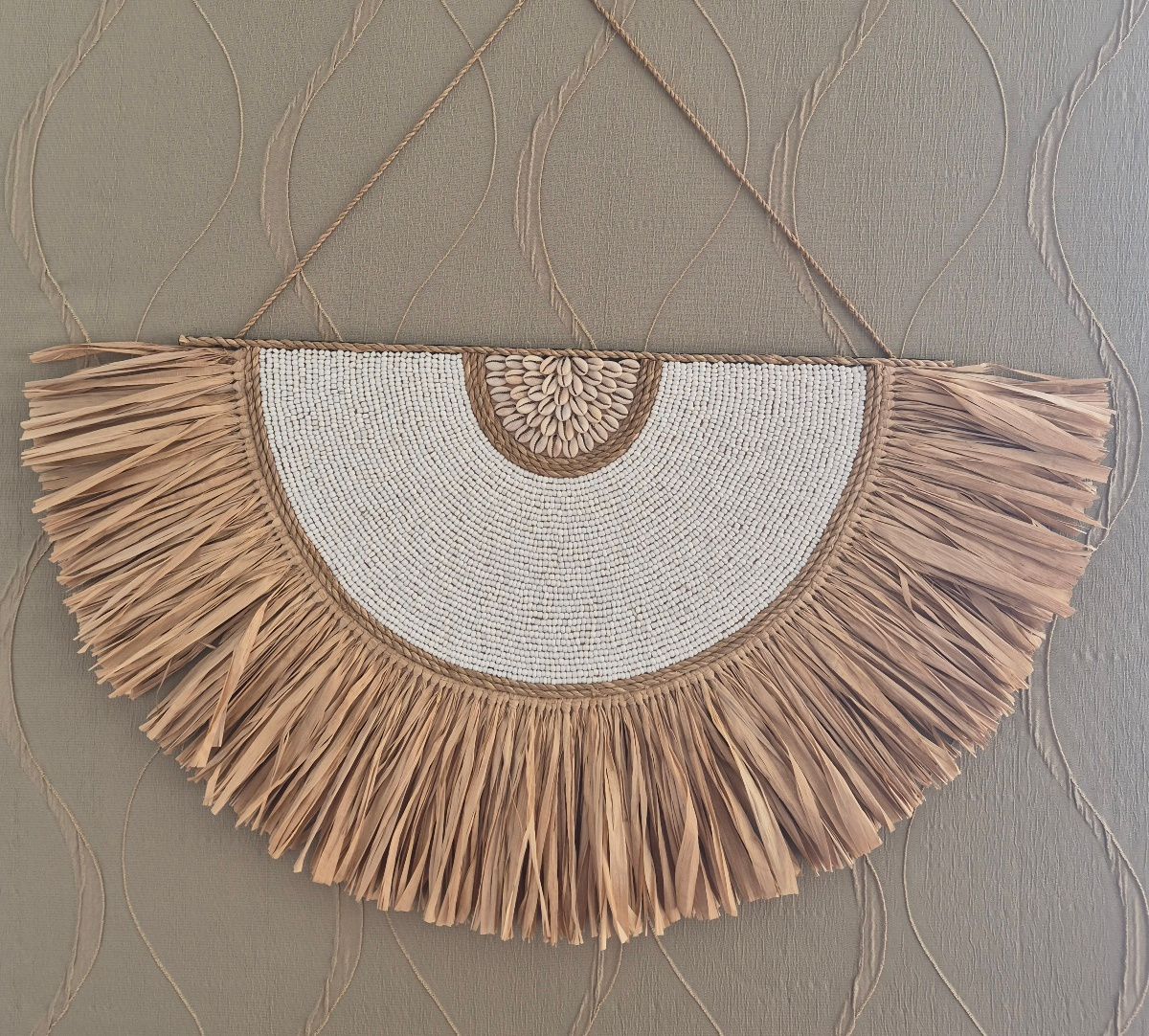 Wall Decor with White Beads and Shells