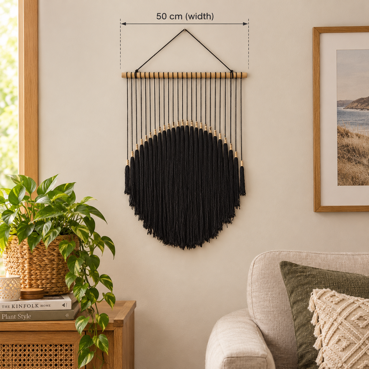 Black Handmade Cotton Wall Hanging 50cm